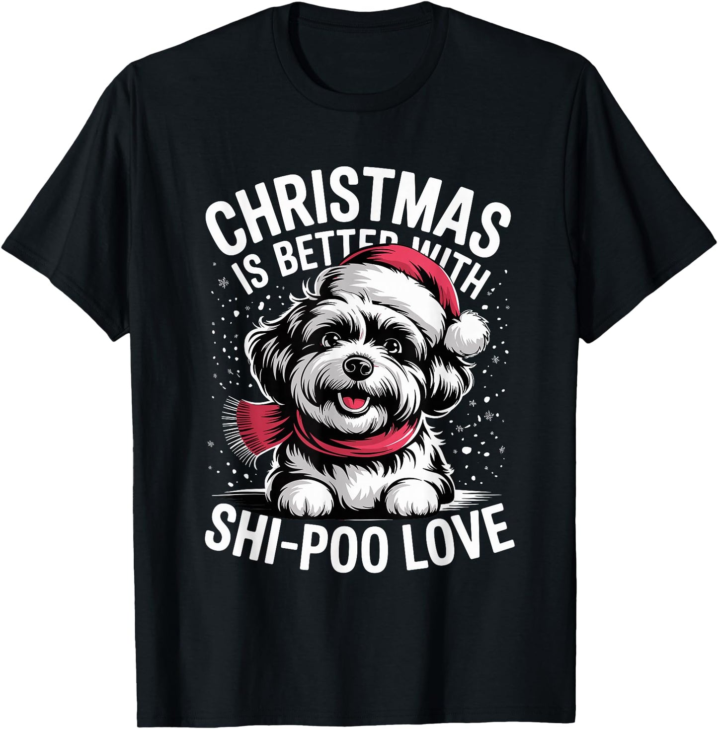 Cute Xmas Puppy Dog Christmas is Better with Shi-Poo Love