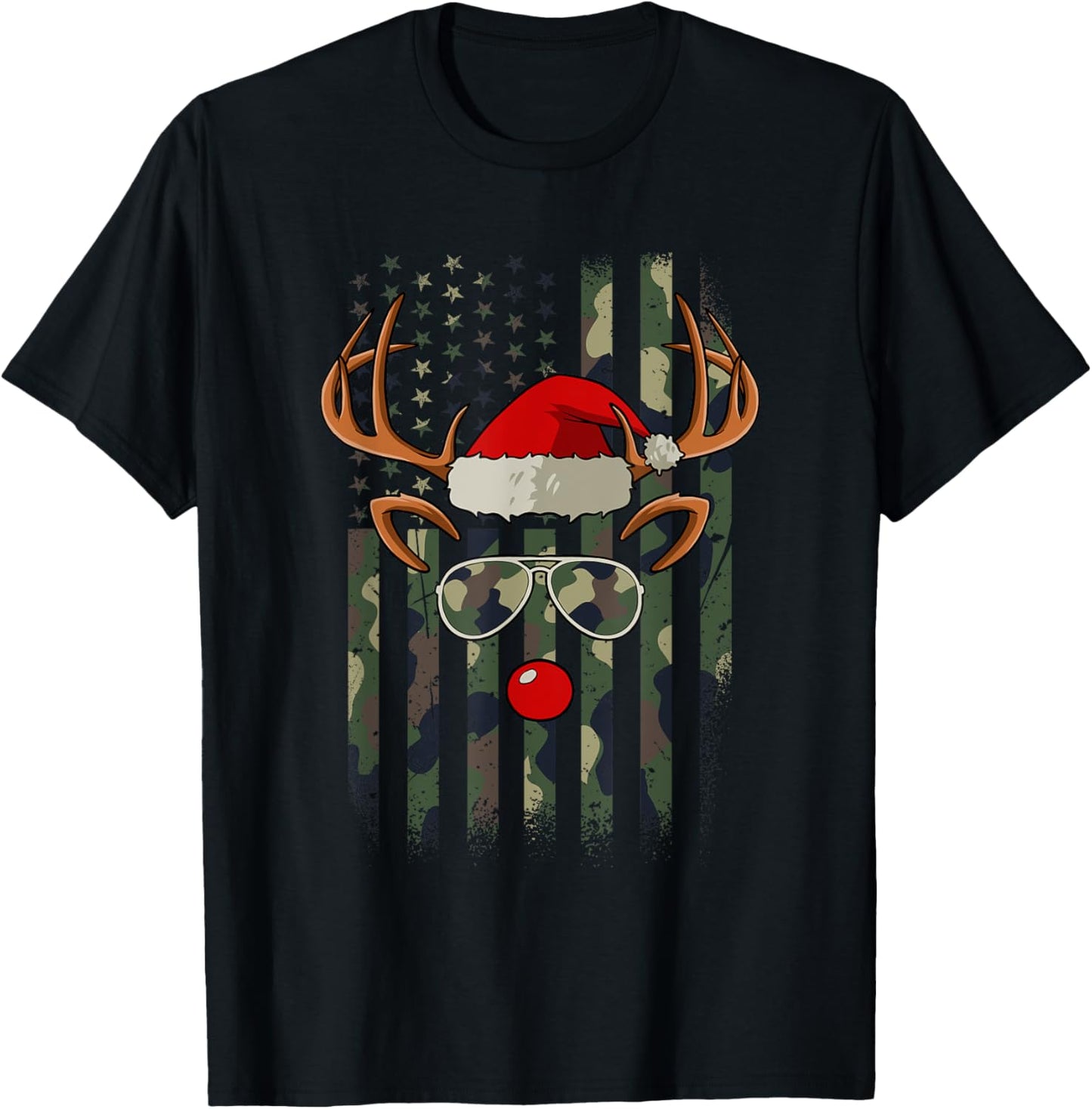 Reindeer Camo American Flag Christmas Pajama X-Mas Veteran