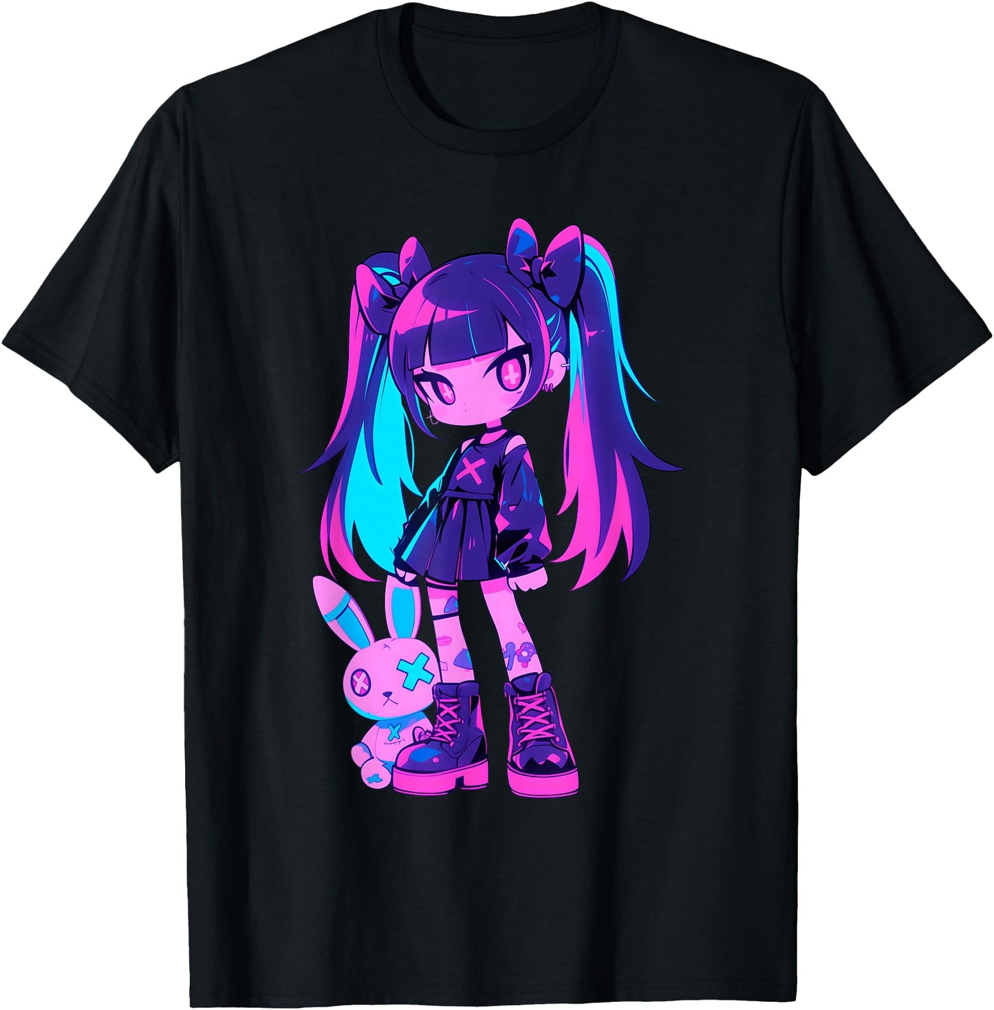 Cute E-Girl Anime Girl Grunge Goth Bunny Gothic Outfit