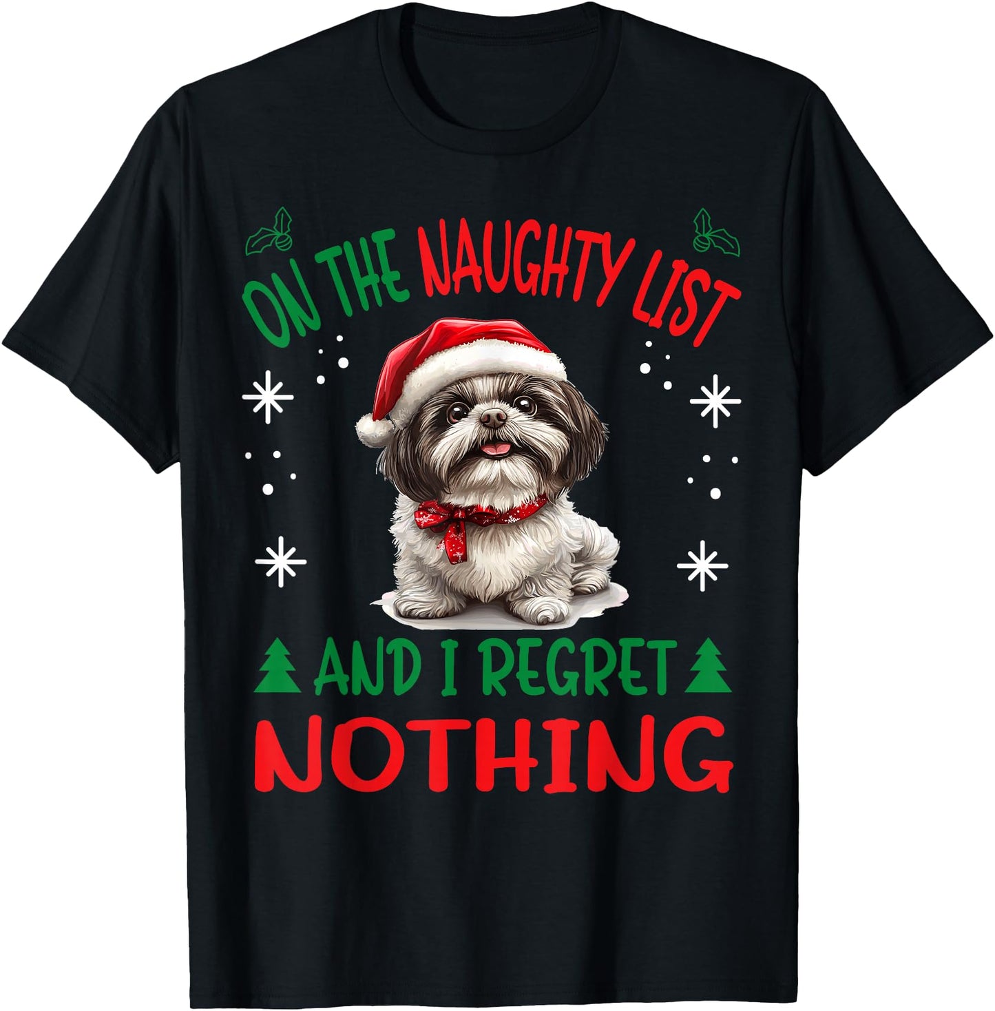 Cute Shih Tzu Dog Christmas On The Naughty List and I regret