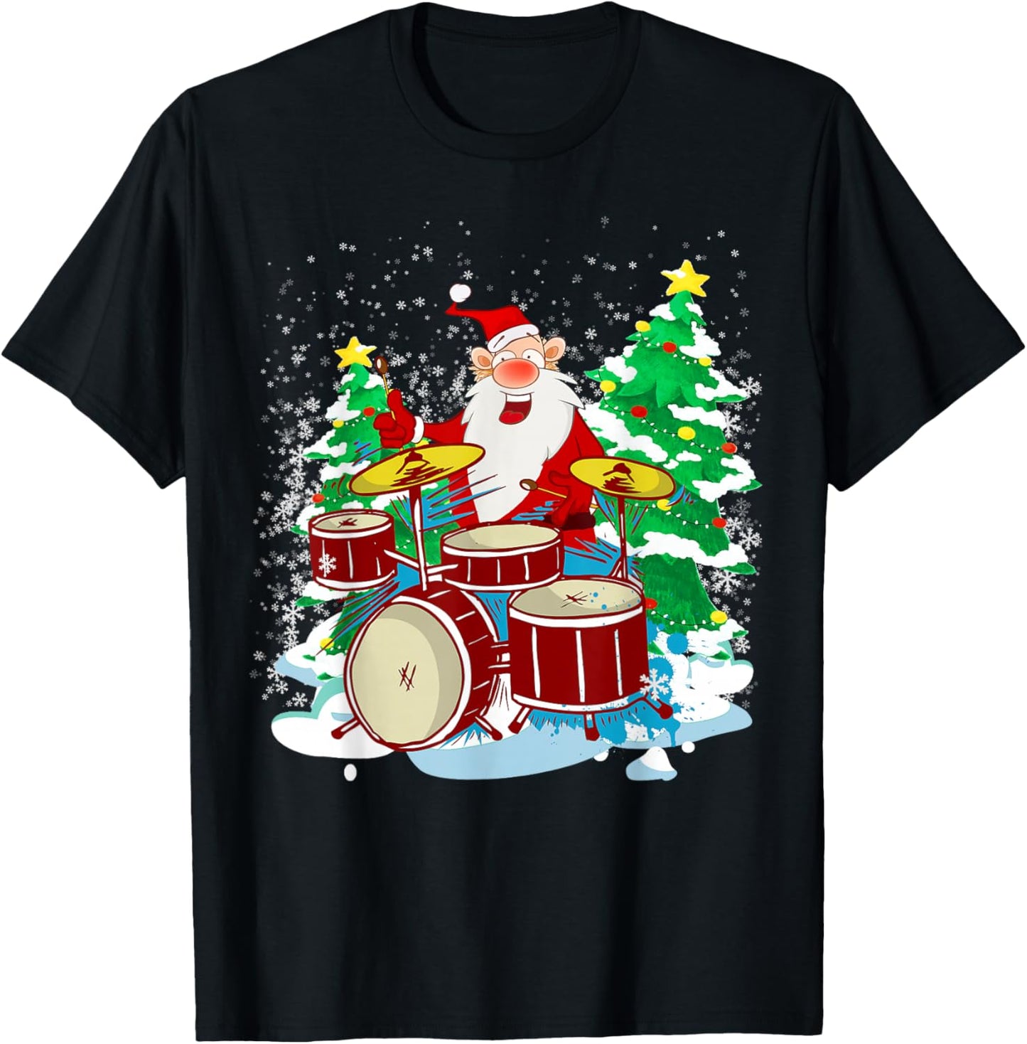 Funny Christmas Santa Playing The Drums Crazy Drummer Xmas