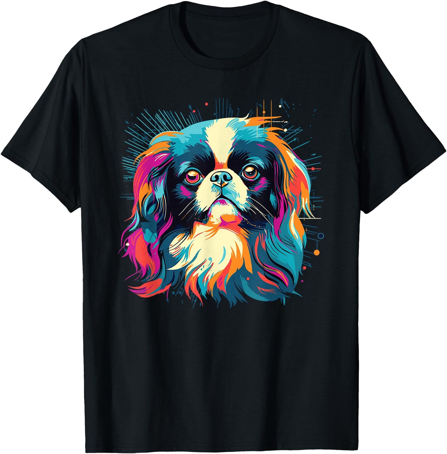 Watercolour Colourful Japanese Chin Dogs