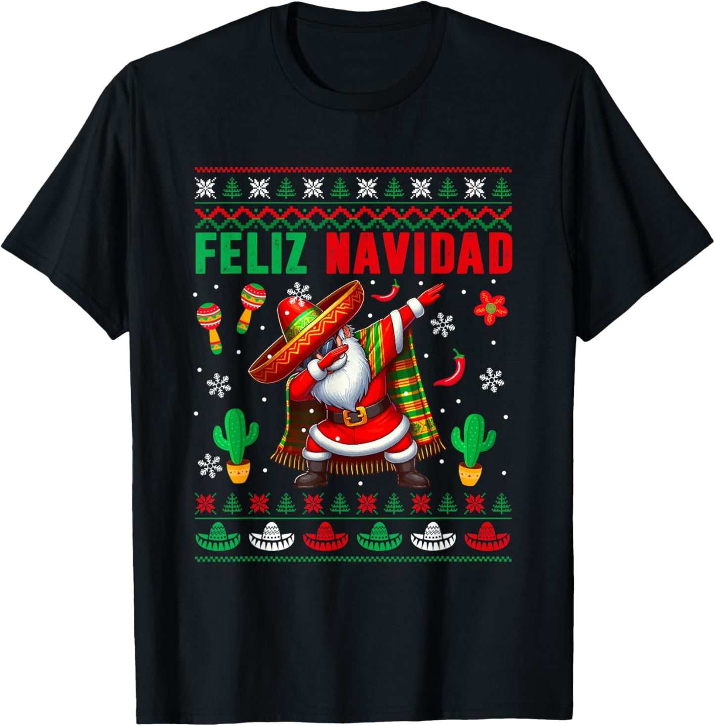 Feliz Navidad Xmas Sweater Santa Sombrero Dabbing Mexican