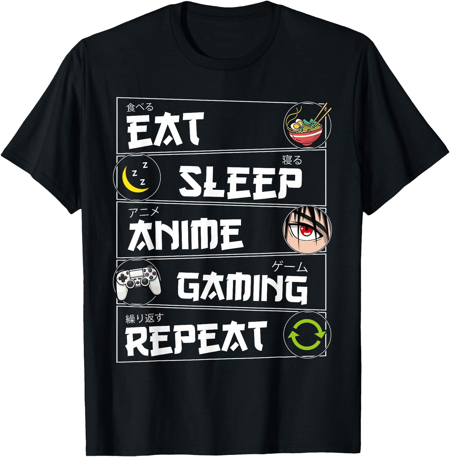 Eat Sleep Anime Gaming Repeat Kawaii Otaku Gamer Anime Manga