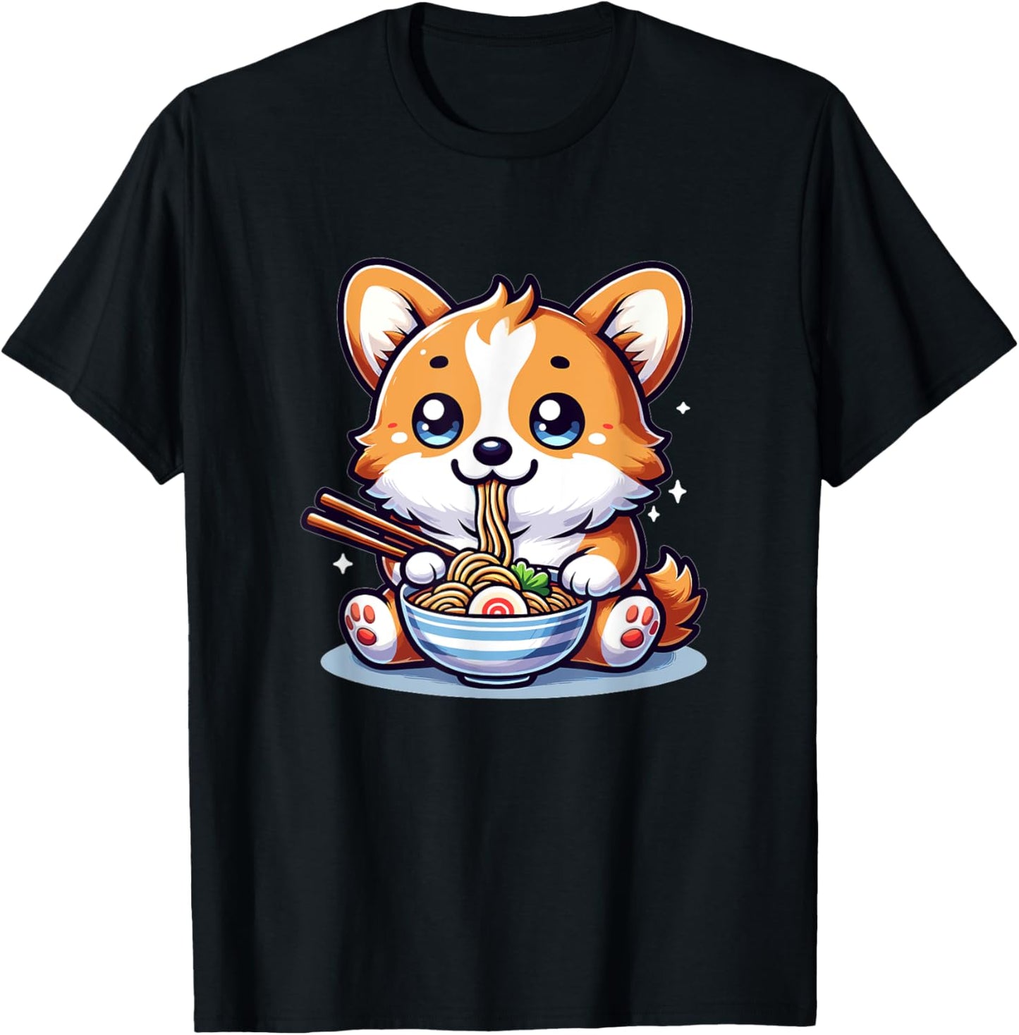 Cute Japanese Kawaii Chibi Corgi Eating Ramen