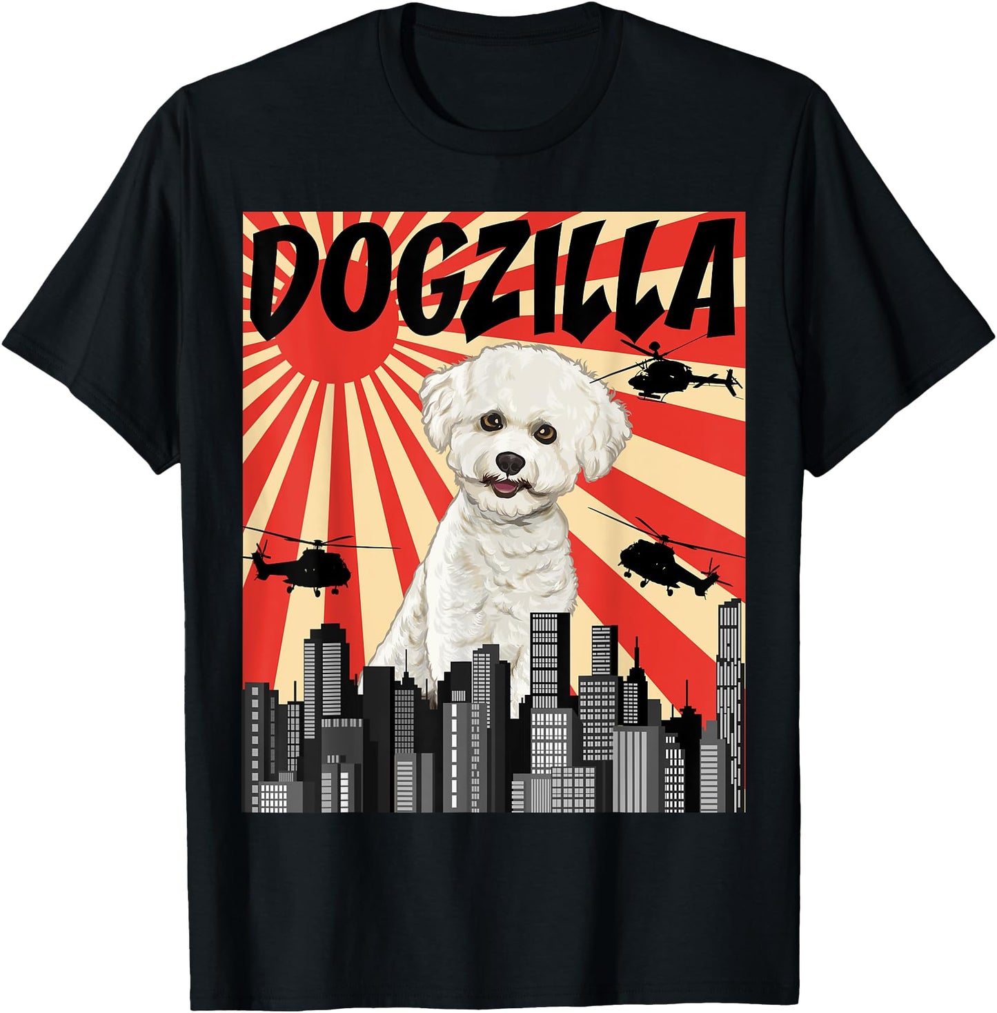 Funny Retro Japanese Dogzilla Bichons Frise