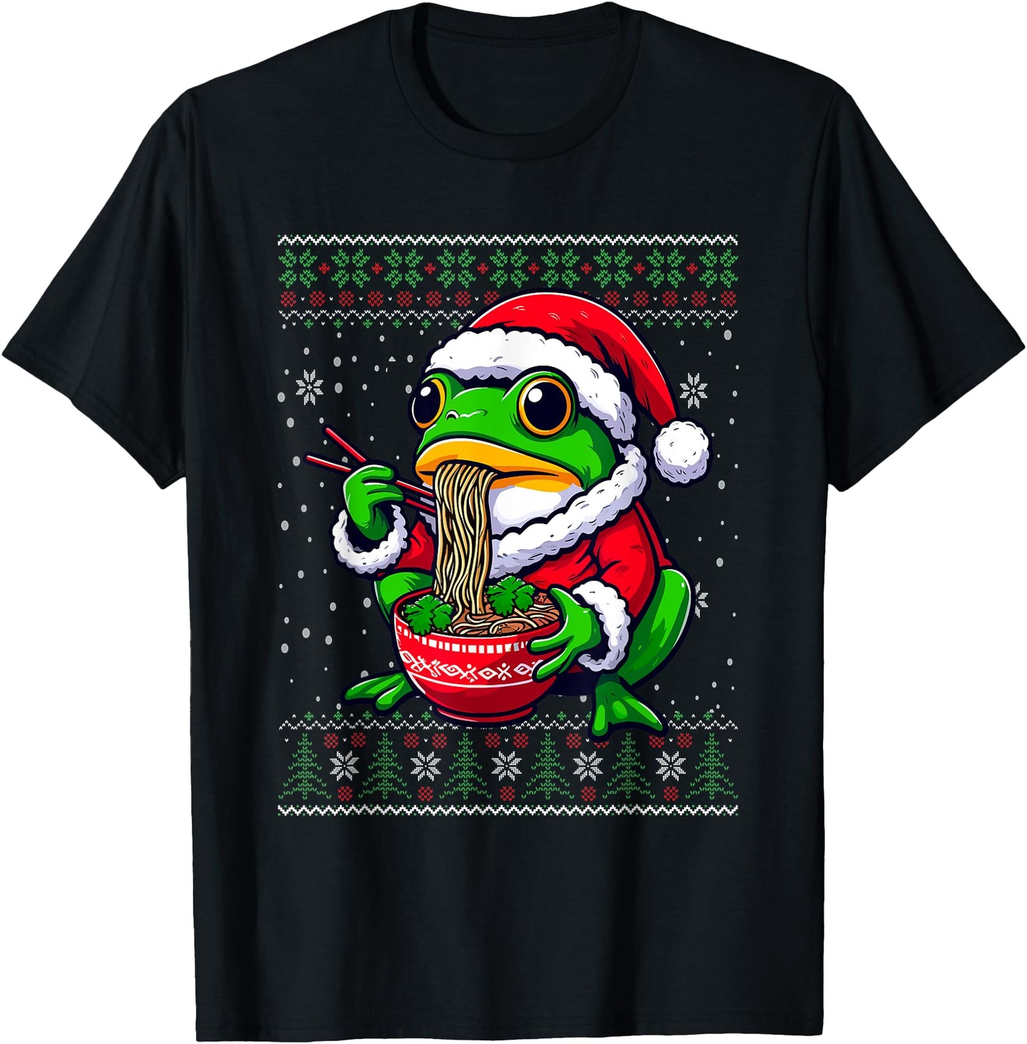 Christmas Frog Eating Ramen Ugly Christmas Sweater