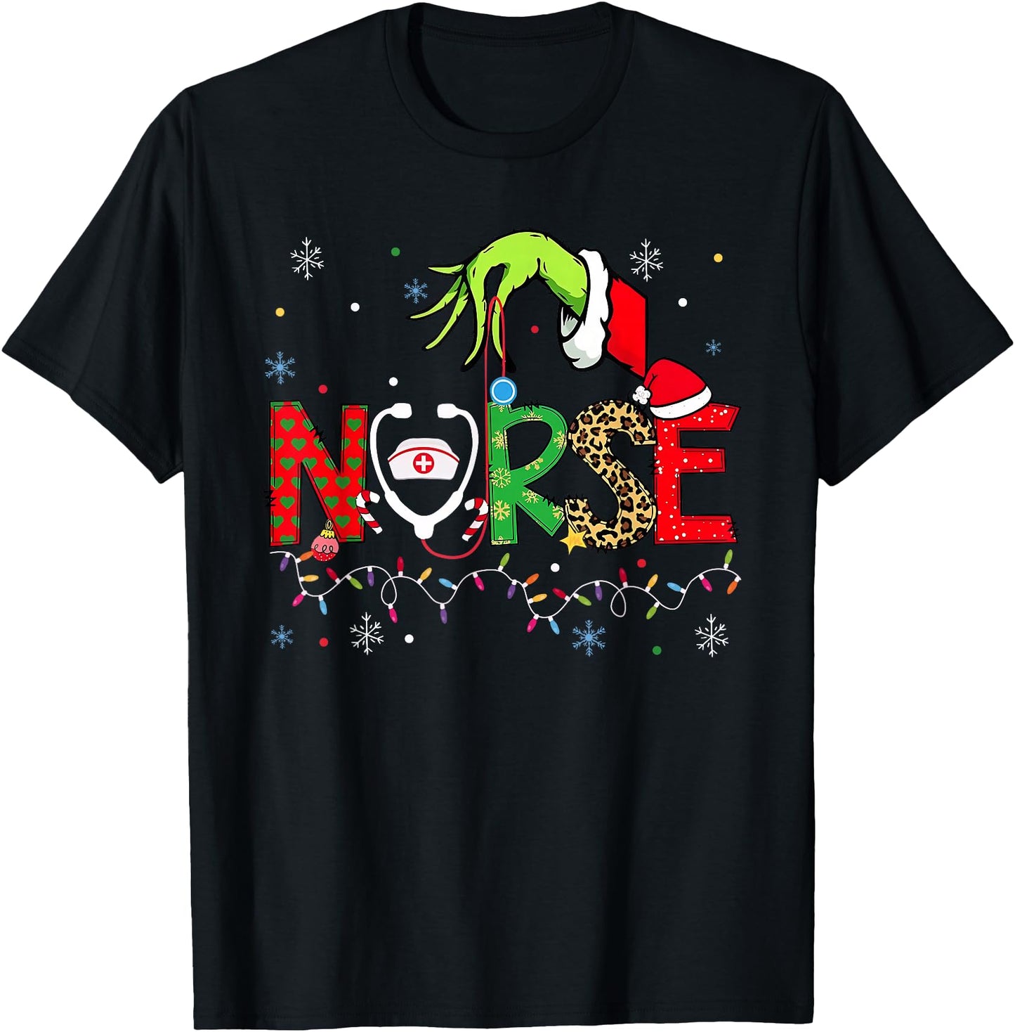 Stethoscope Nurse Merry Christmas Xmas Lights Holiday Snow