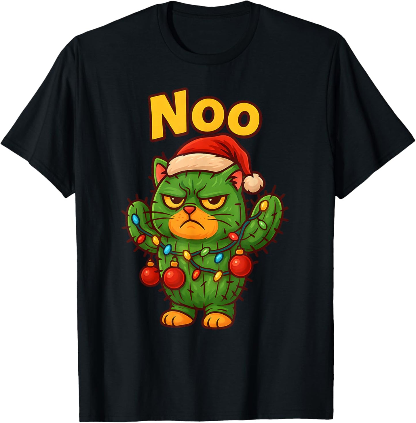 NOO Funny Christmas Cat Cactus, Grumpy Holiday Meme-Cat