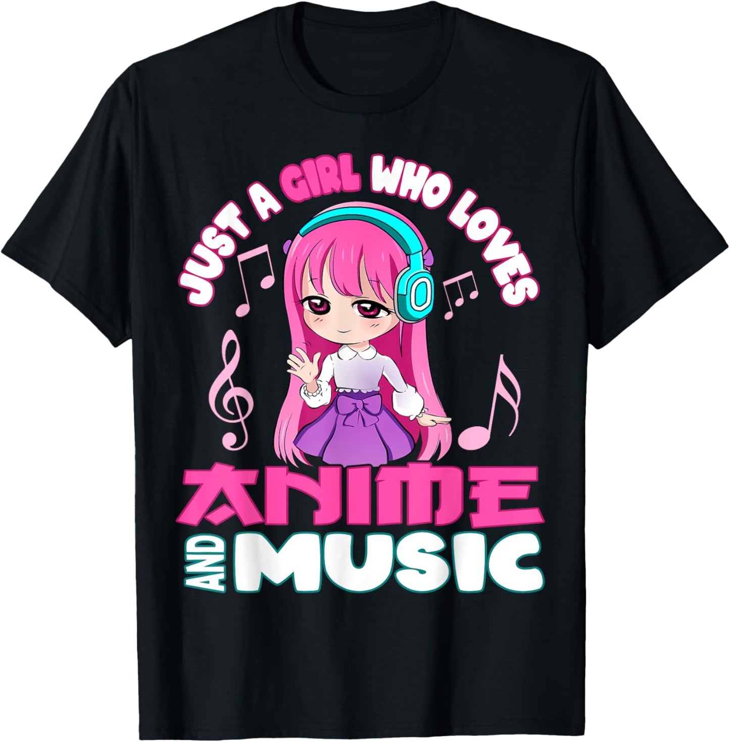 just a girl who loves anime and music chibi graphic
