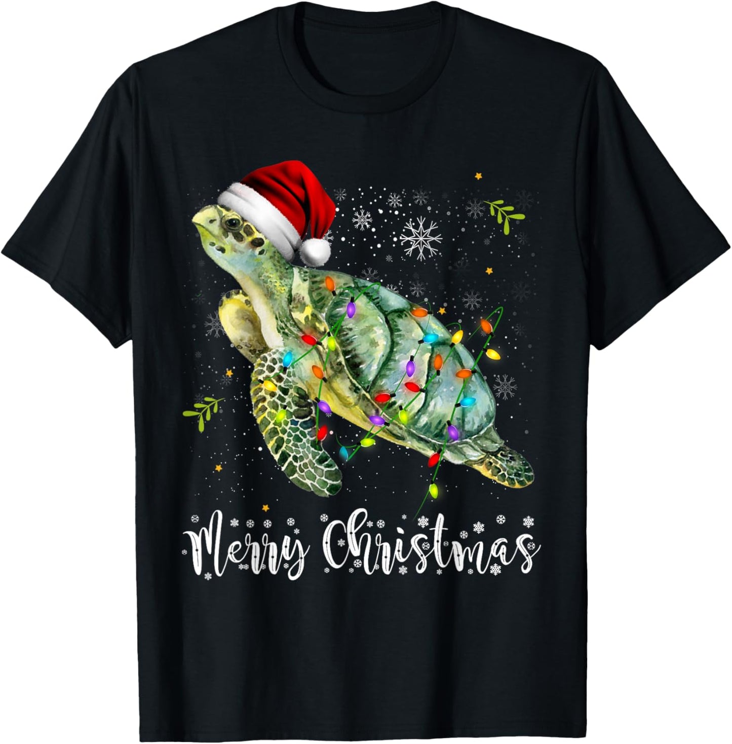 Turtle Santa Hat Merry Christmas Lights Xmas Holiday Costume