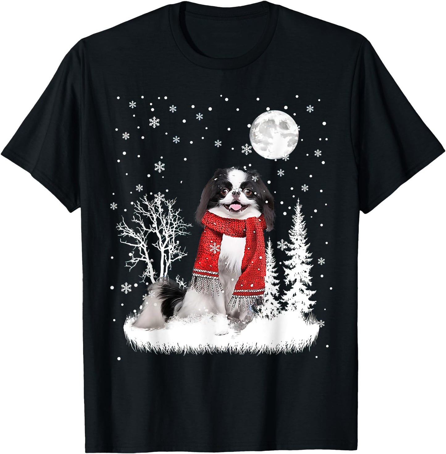 Japanese Chin Under Moonlight Snow Christmas Pajamas