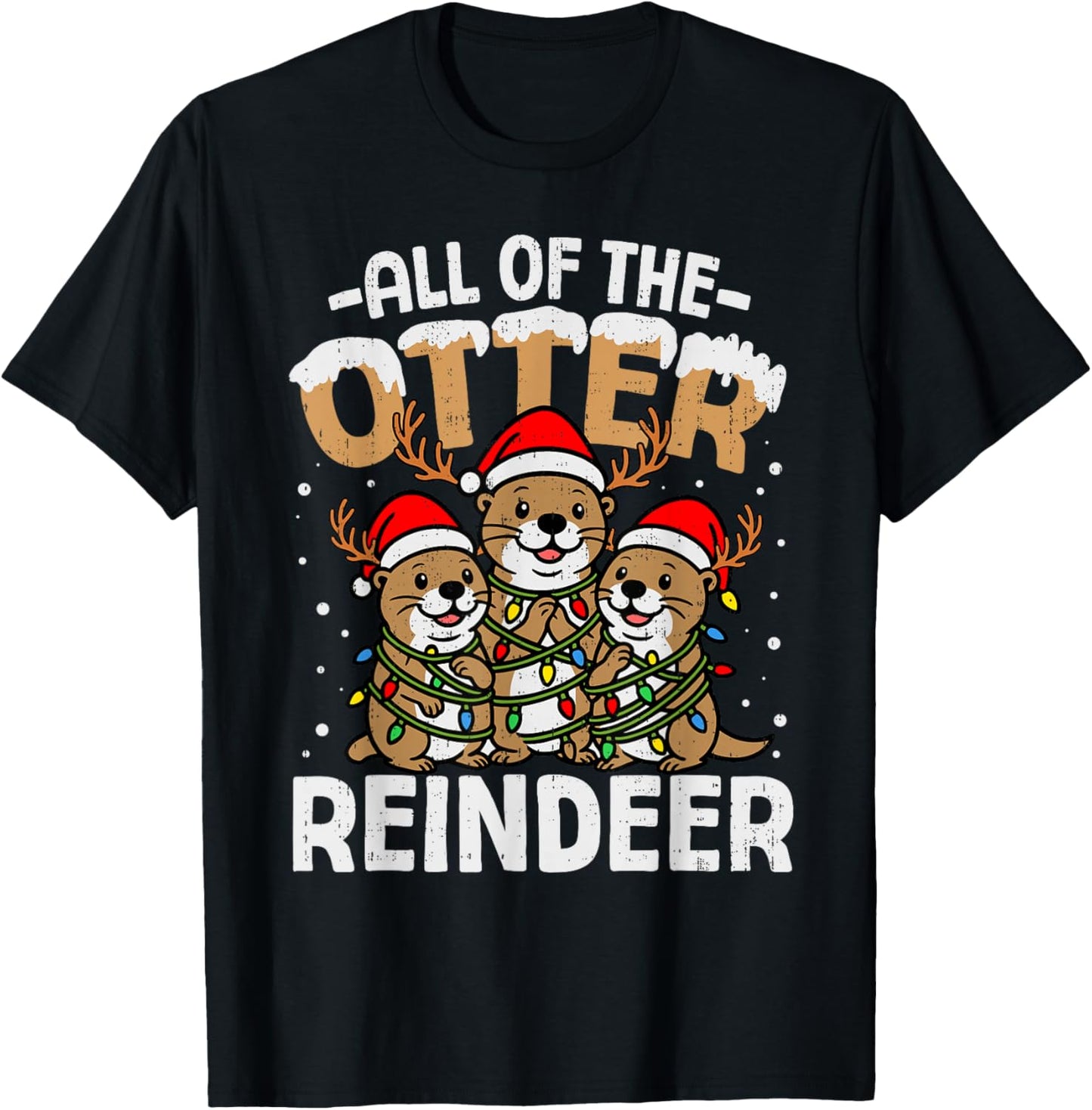 Funny Otter Reindeer Santa Christmas Animal Pun Xmas Holiday
