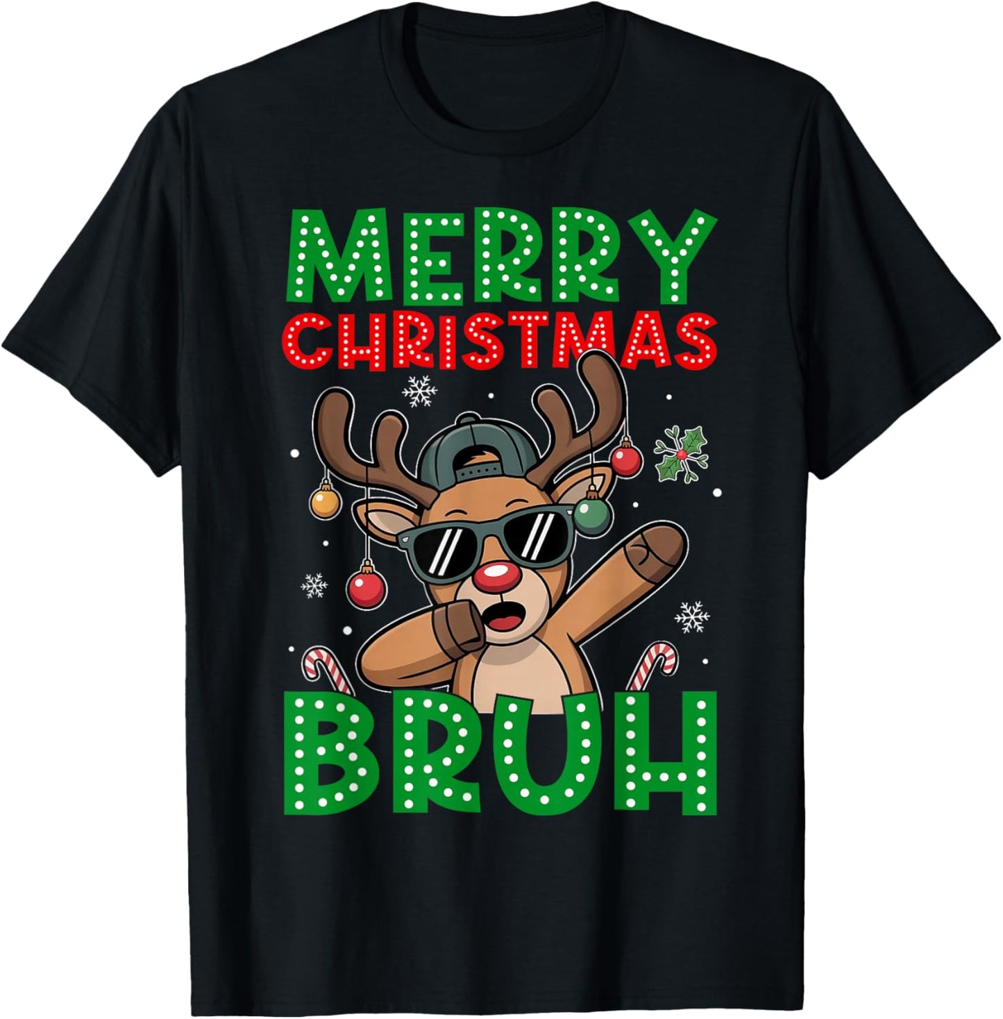 Dabbing Reindeer Merry Christmas Bruh Teens Boys Kid Men