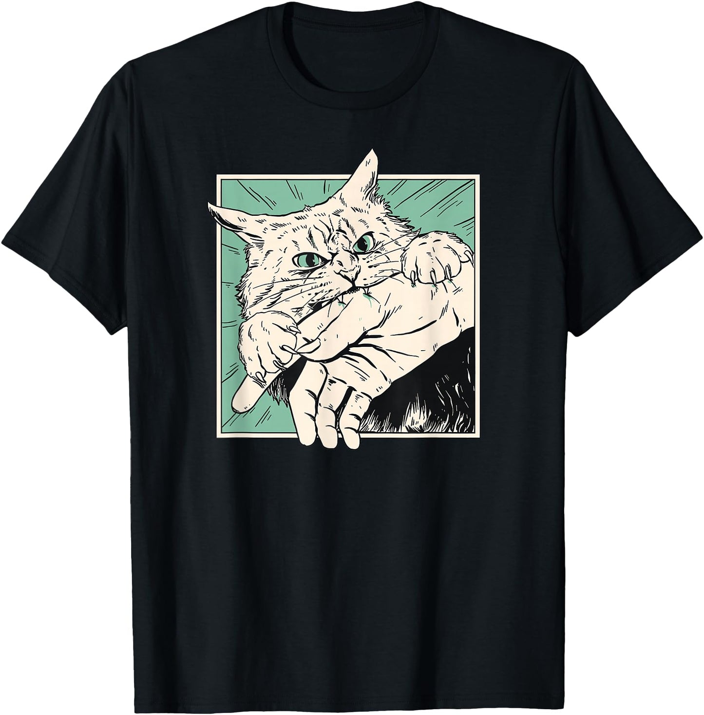 Japanese Horror Anime Cat Bite Vintage Manga Art