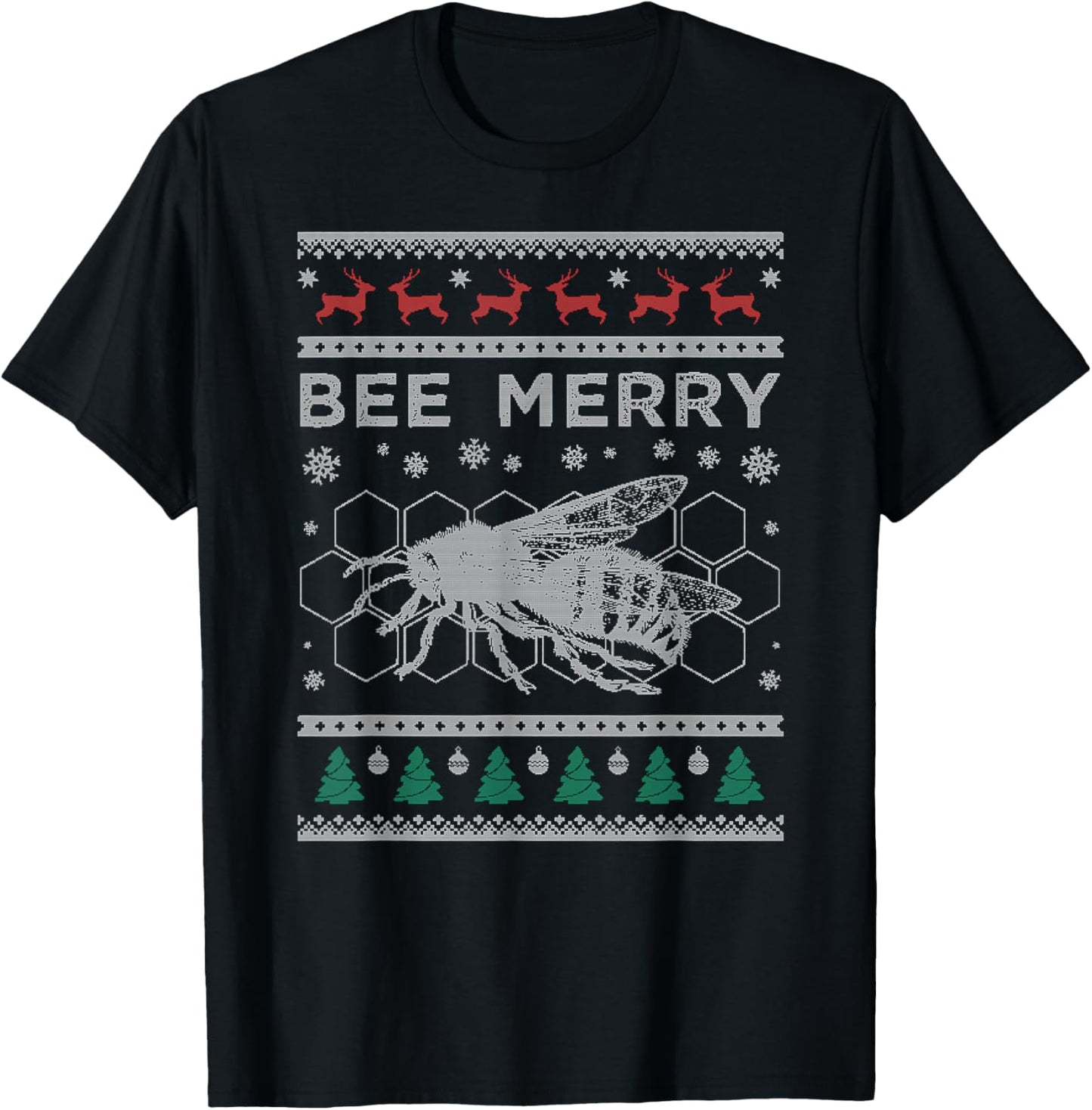 Bee Ugly Christmas Sweater T-Shirt, Xmas Insect Tee Gift