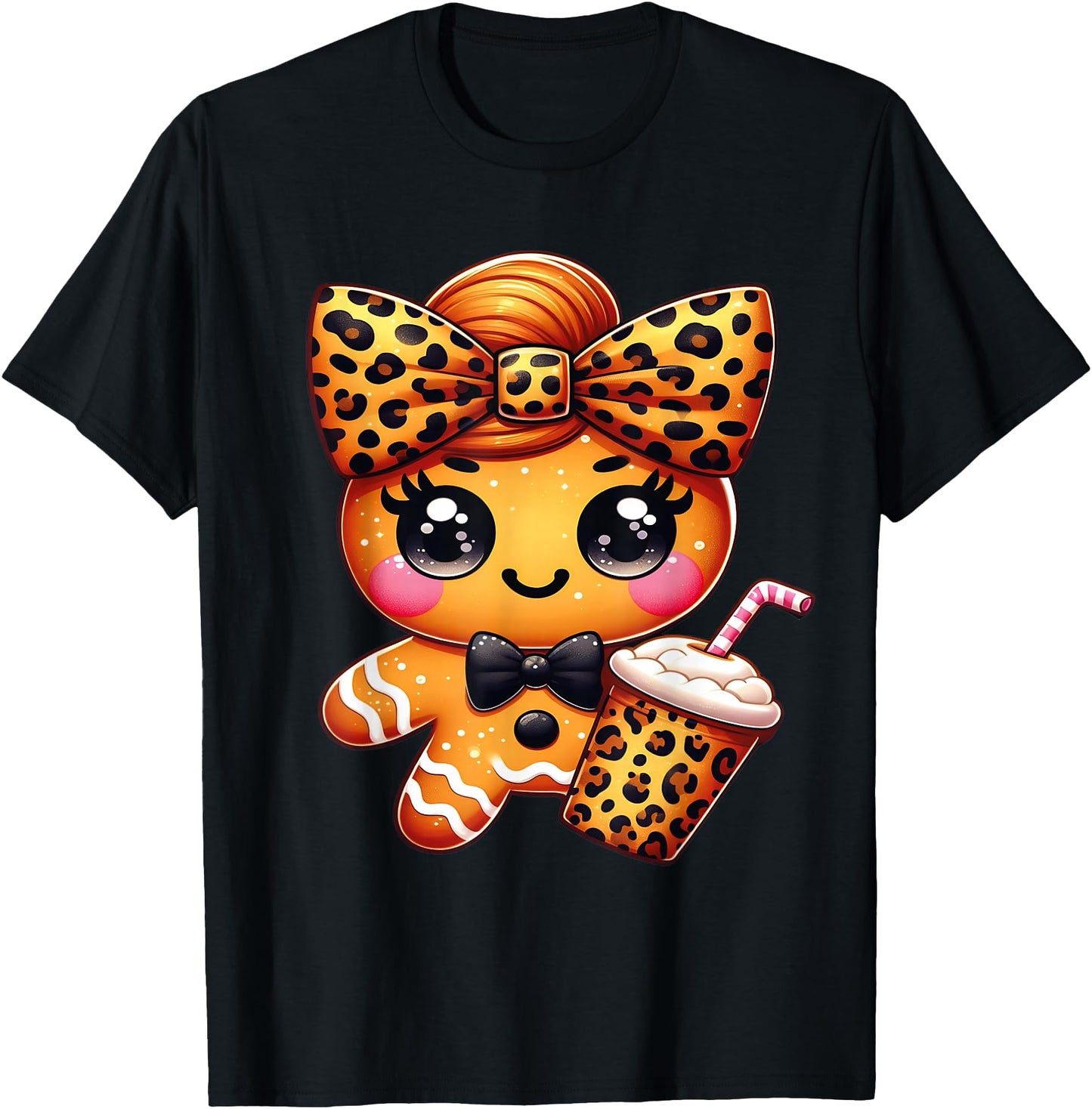 Cute Gingerbread Leopard Coquette Christmas Xmas Girl Women