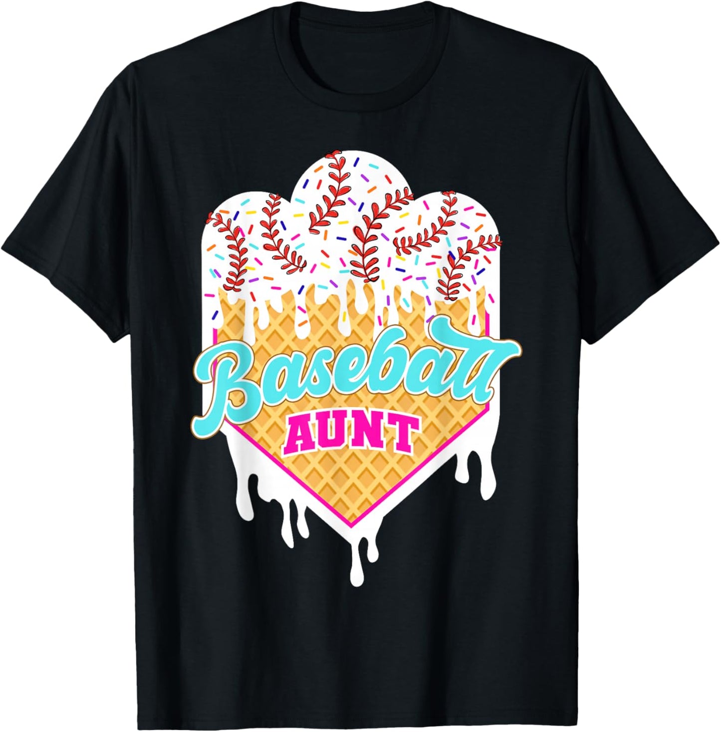 Baseball Aunt Ice Cream Drip Sweet Baseball Game Day Sport