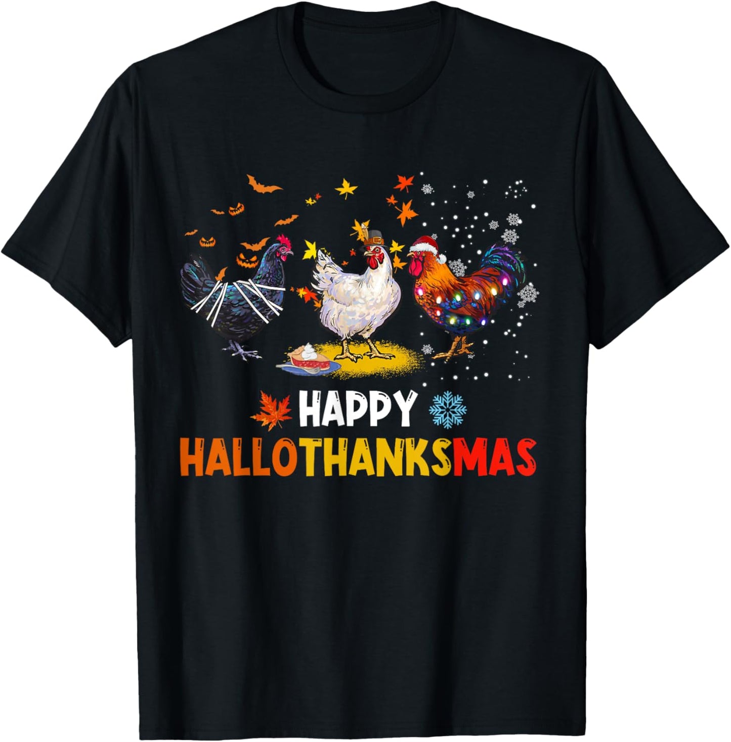 Chicken Halloween Happy Hallothanksmas Autumn Thanksgiving T-Shirt
