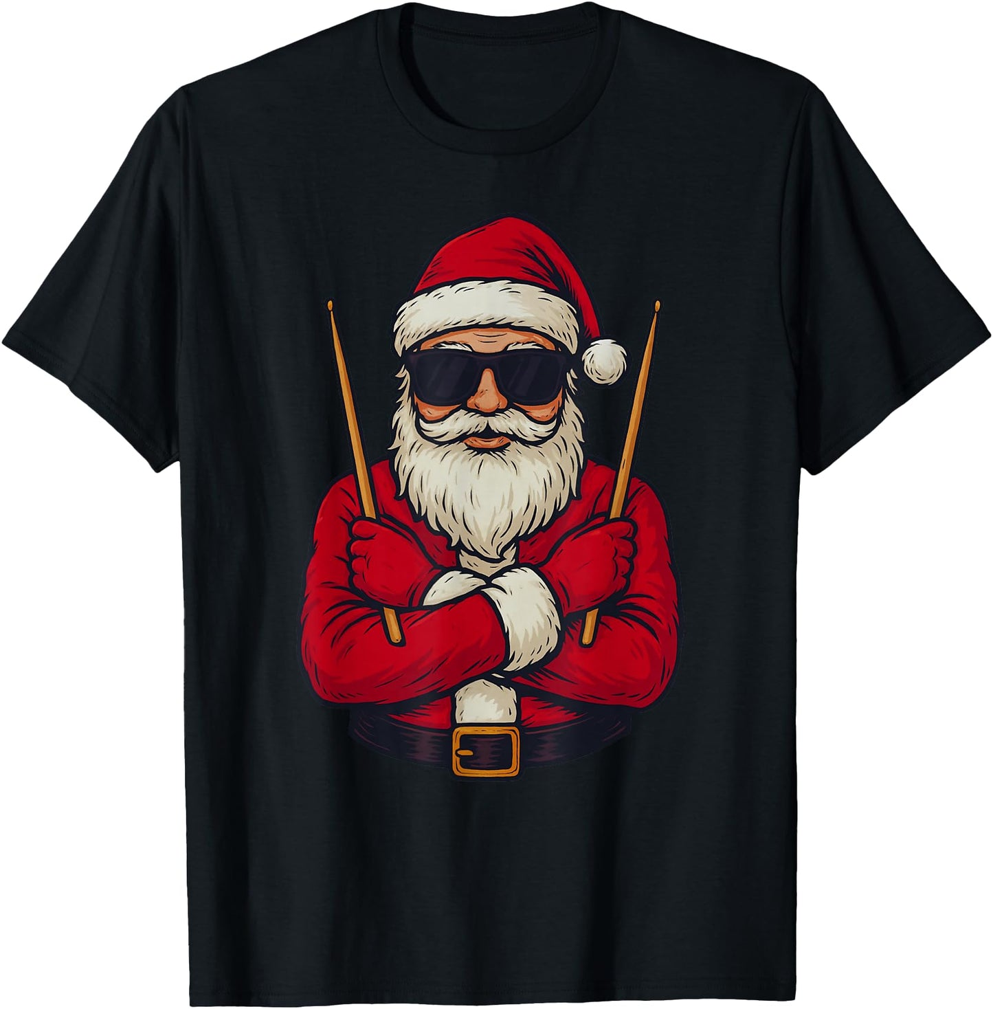 Drummer Christmas Funny Santa Playing Drums Xmas