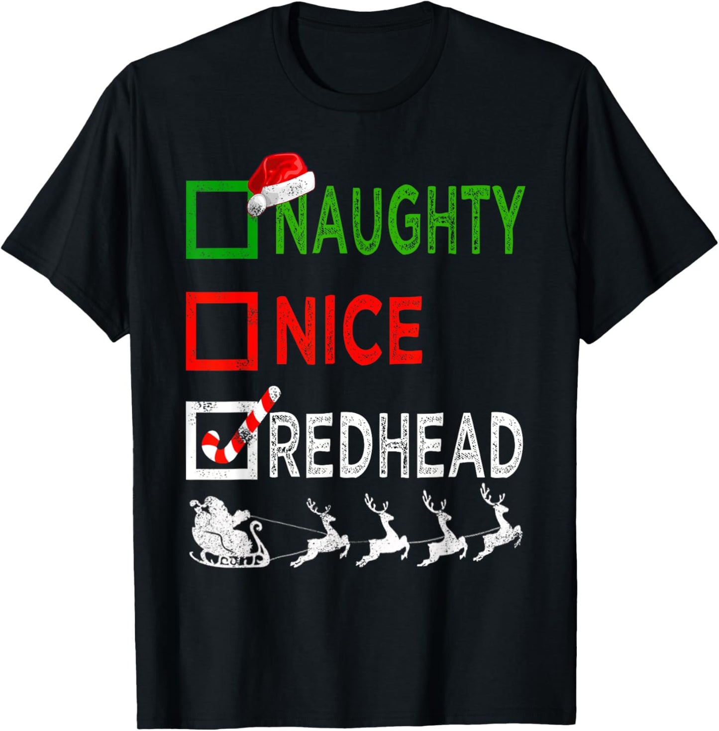 Naughty Nice Redhead Christmas Pajamas Funny Santa Hat Xmas