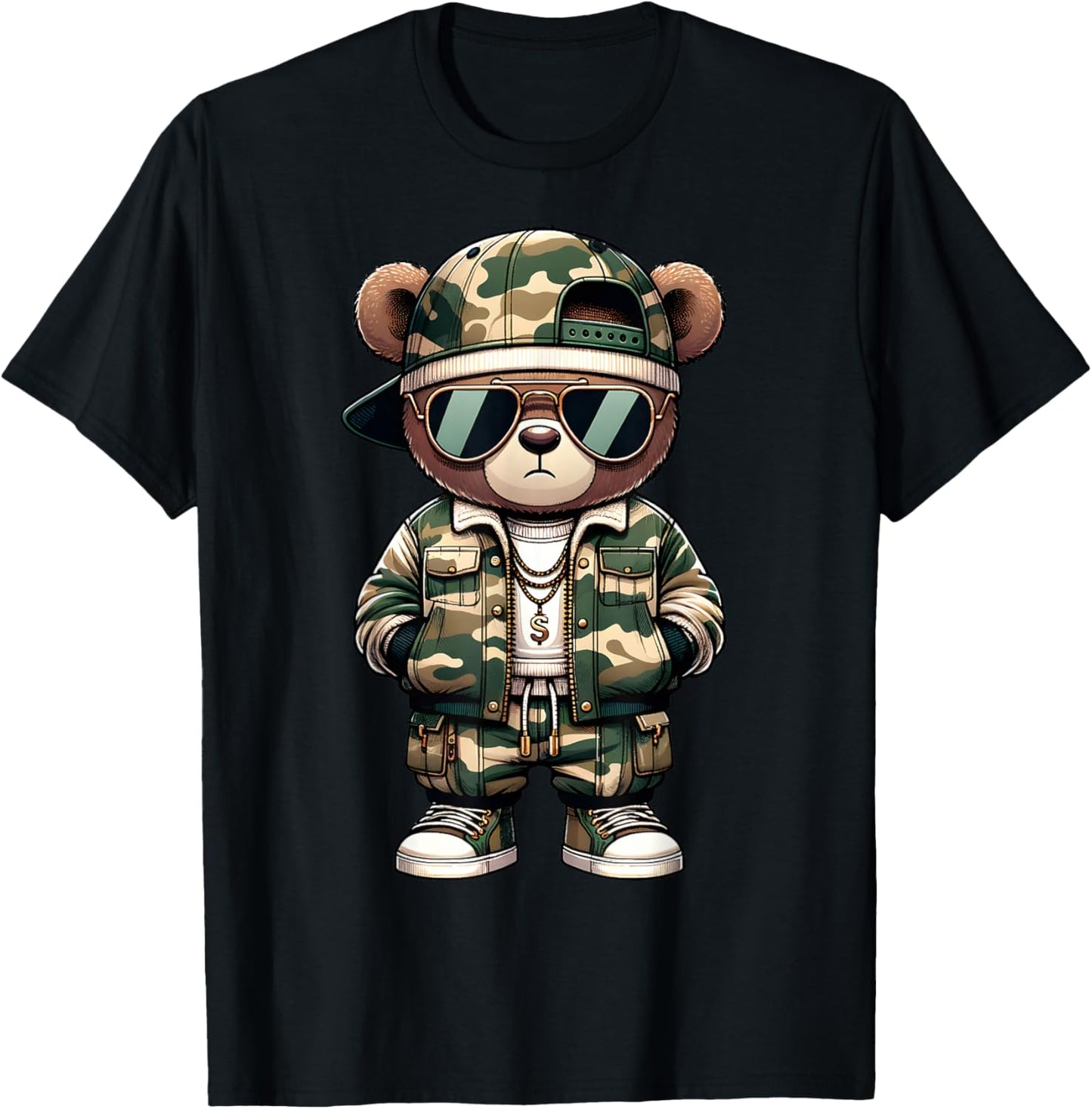 Camo Hip Hop Teddy Bear Camouflage Gangsta Streetwear Hustle