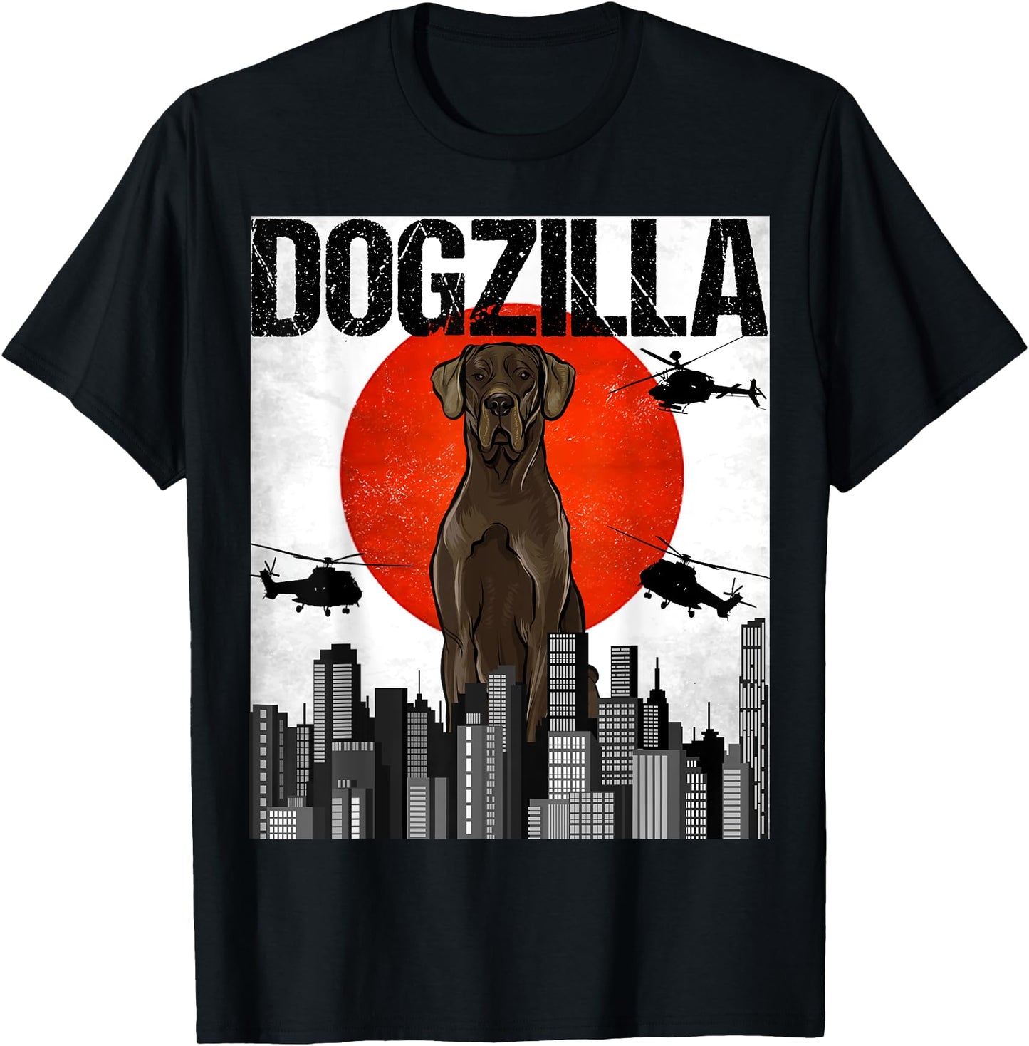 Funny Vintage Japanese Dogzilla Black Great Dane