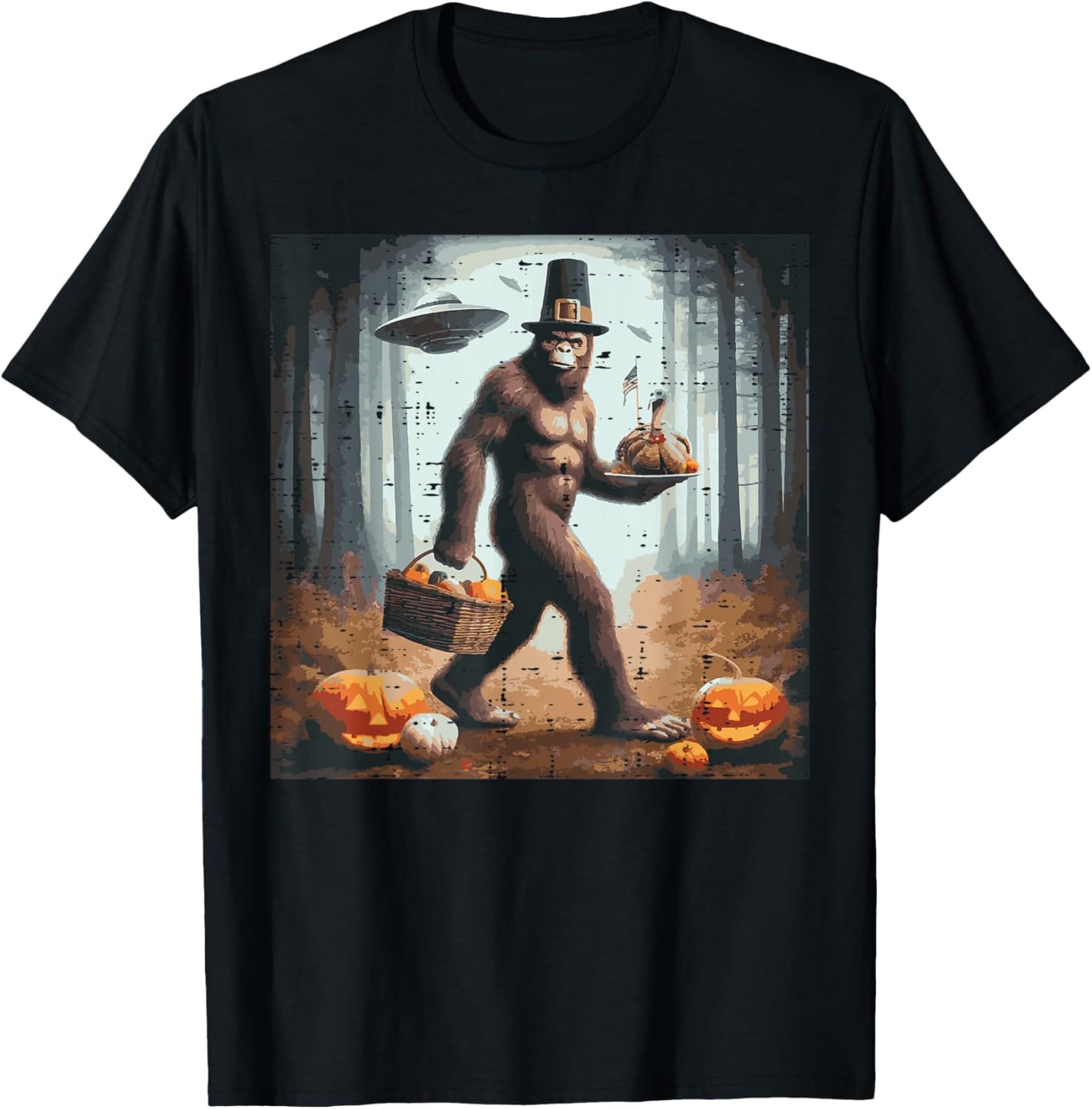 Thanksgiving Bigfoot UFO Funny Sasquatch Fall Men Women Kids