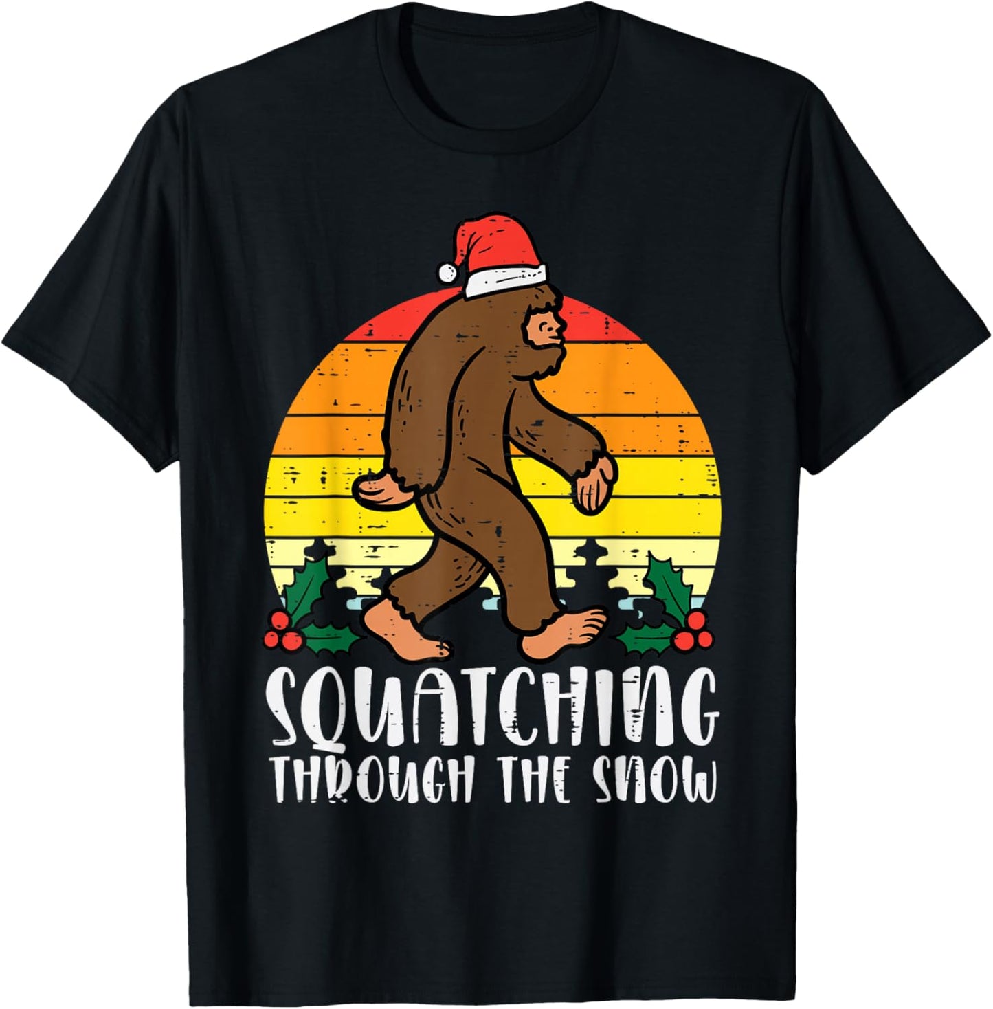 Christmas Bigfoot Squatching Through The Snow Xmas Sasquatch