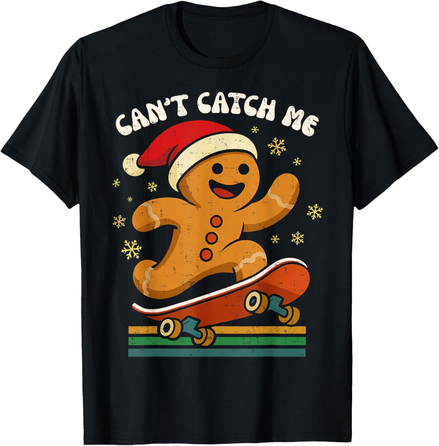 Can't Catch Me Retro Christmas Gingerbread Man Boys Kids Pjs