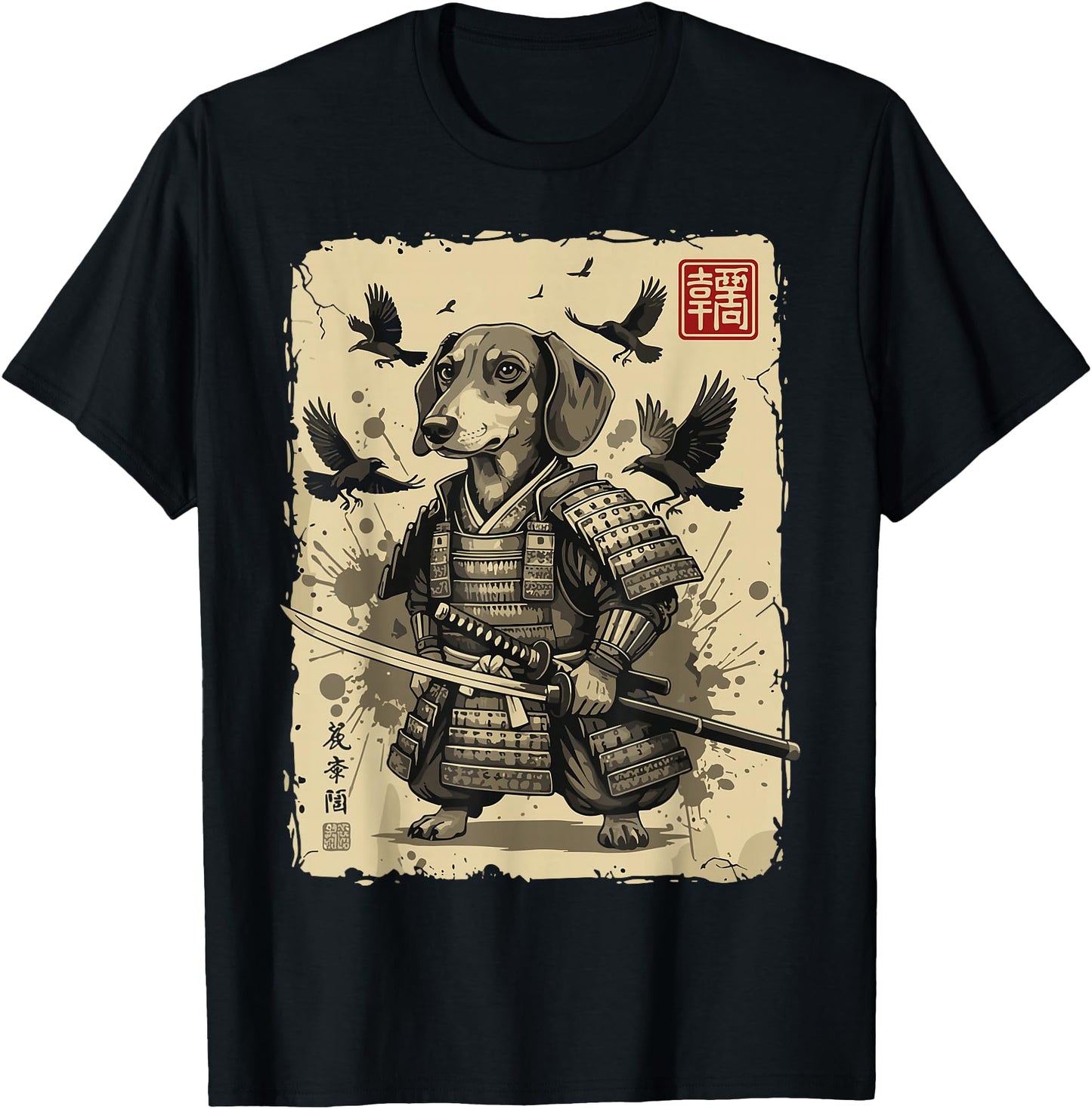 Samurai Dachshund Dog Shirt Warrior Vintage Graphic Japanese