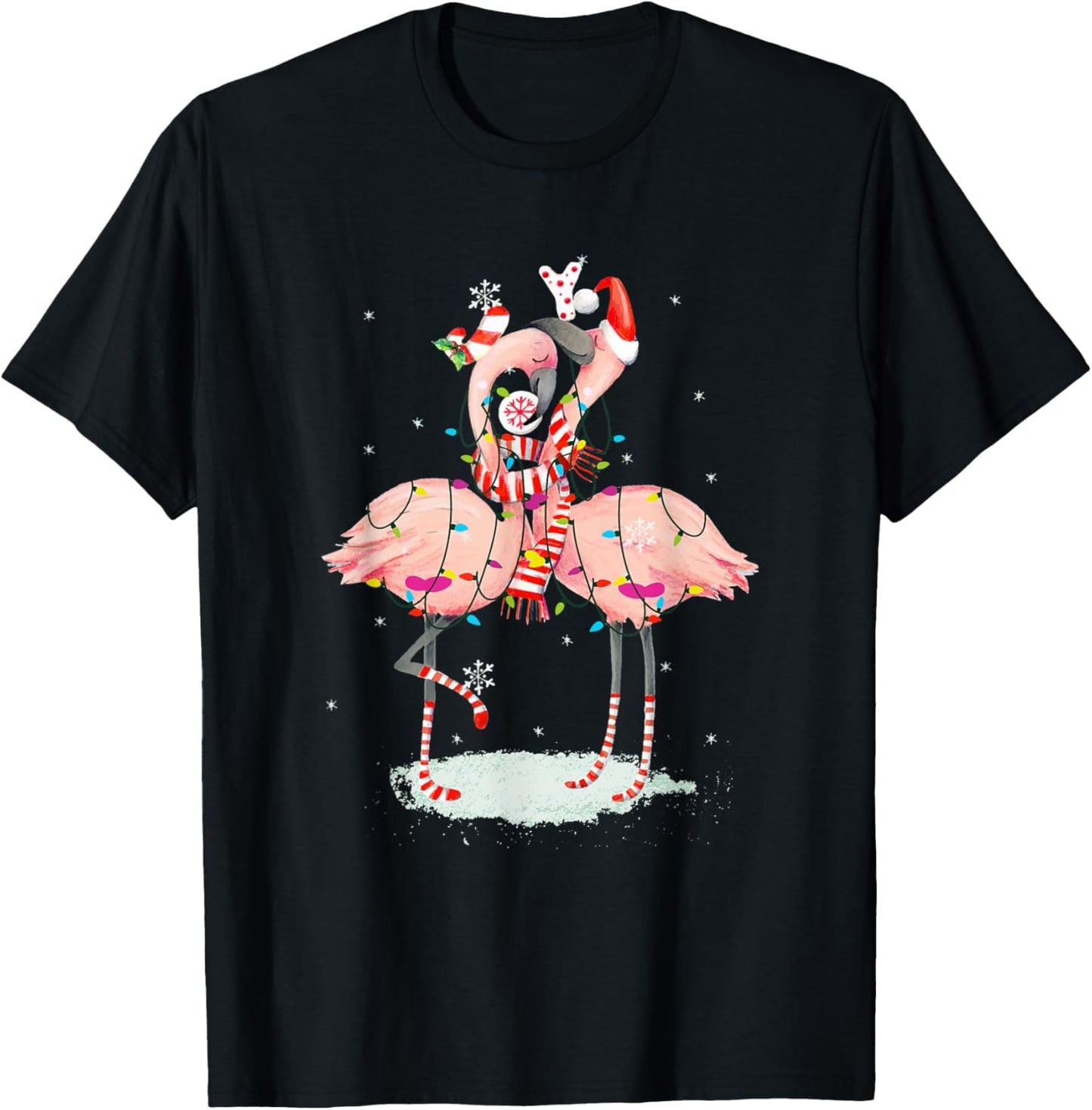 Flamingo Christmas Tree Santa Hat Xmas Light Merry Christmas