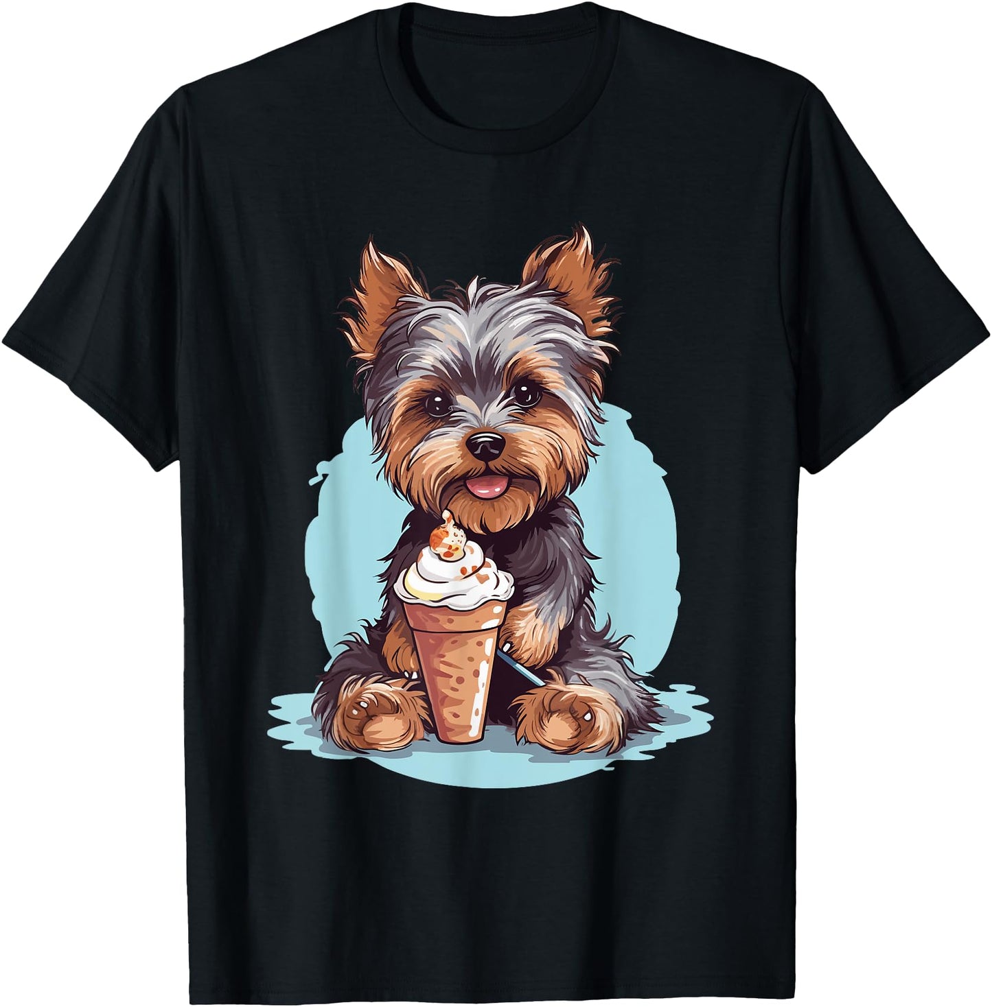 Yorkie Dog Anime Eating Ice Cream Summer Cute