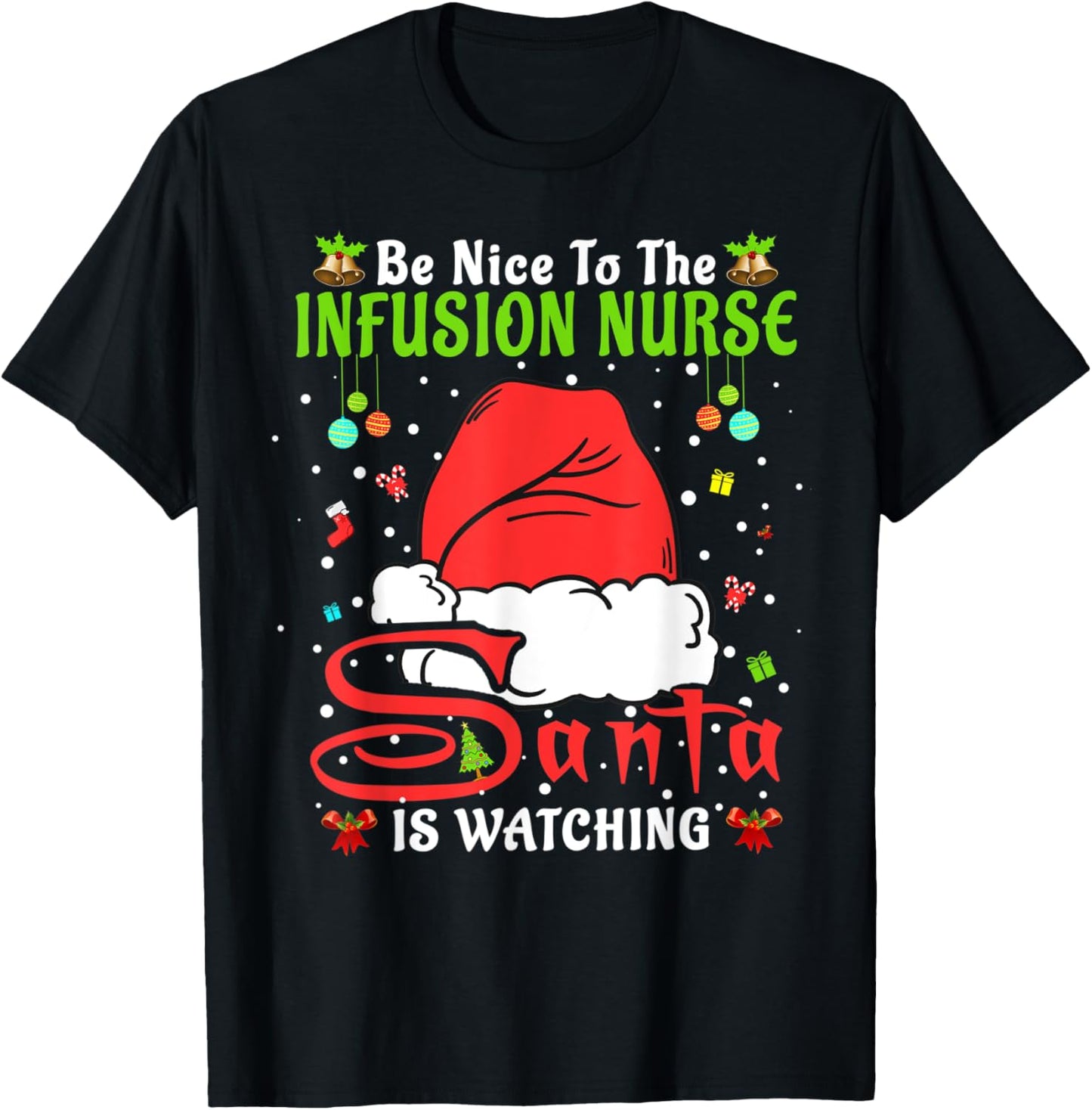 Santa Xmas Pajamas Be Nice To The Infusion Nurse Christmas