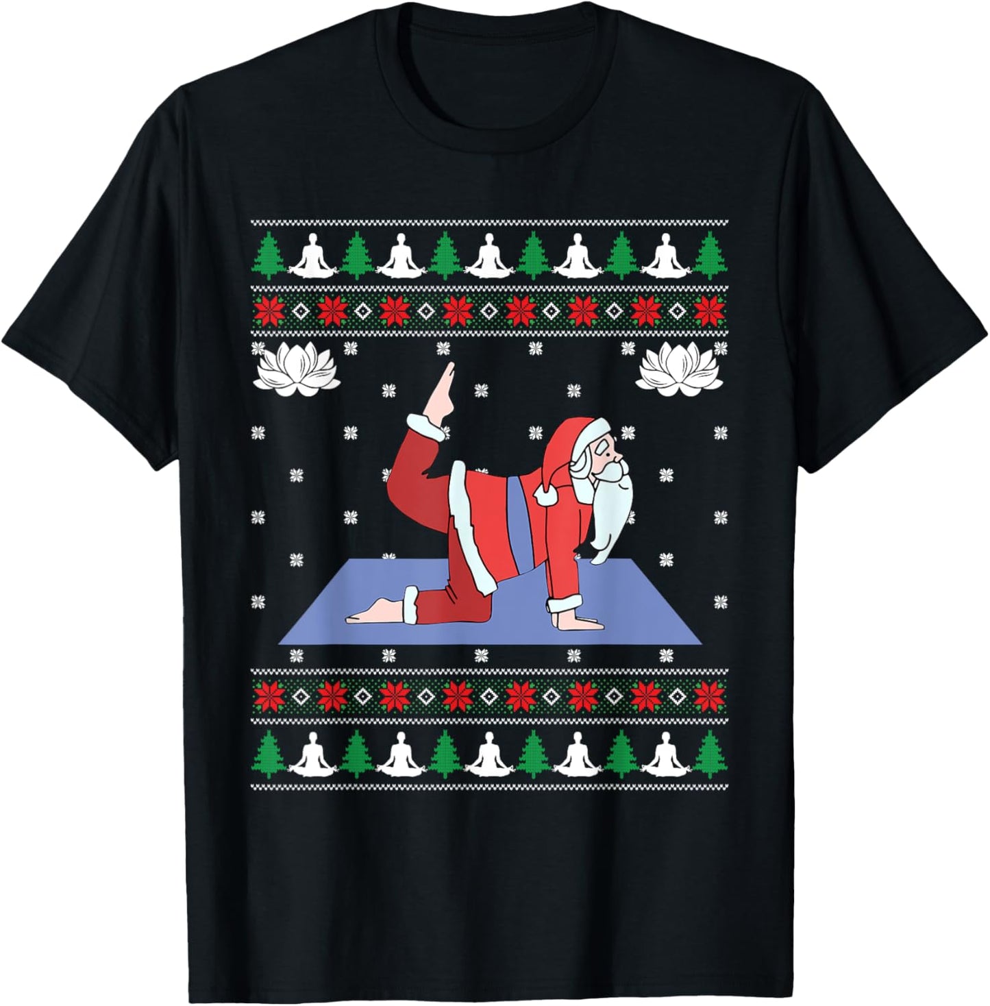 Cute Yoga Pose Santa Ugly Christmas Sweater Xmas Lovers