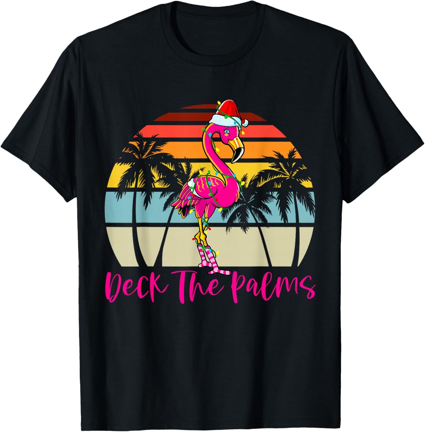 Deck the Palms Christmas Flamingo Palm Tree Tropical Xmas