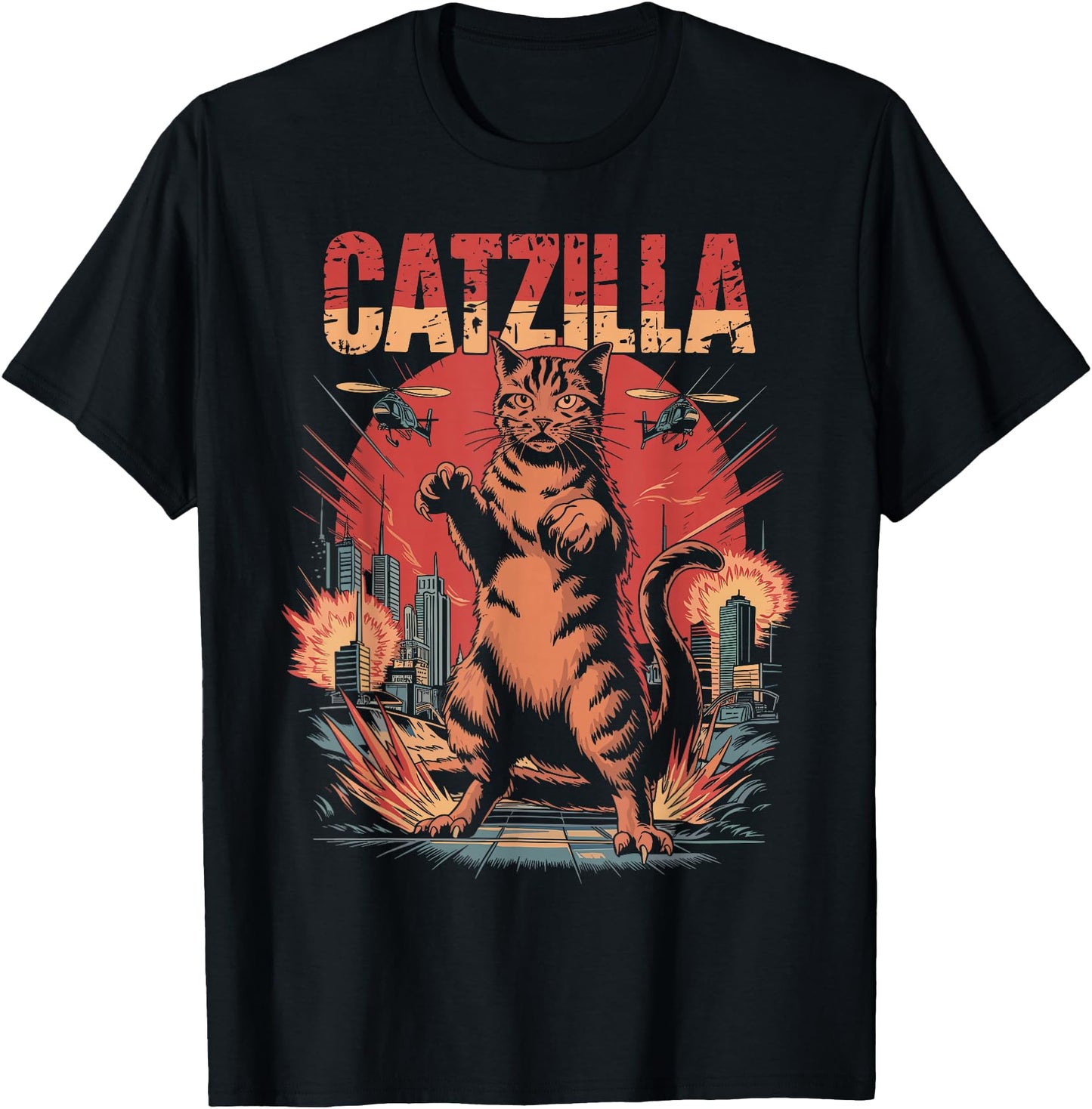 Catzilla Cat Funny Kitten Lover Japanese Art Men Women