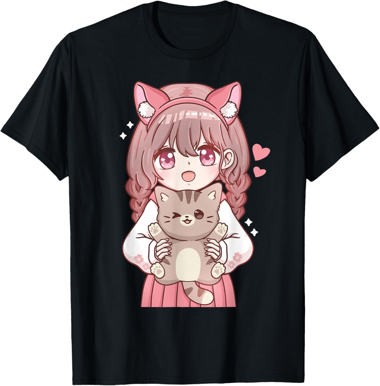 Anime Girl with Cat Kawaii Cat Lover Otaku