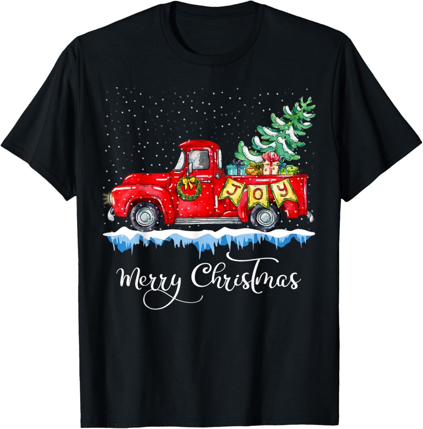 Vintage Merry Christmas Red Truck Old Fashioned Christmas