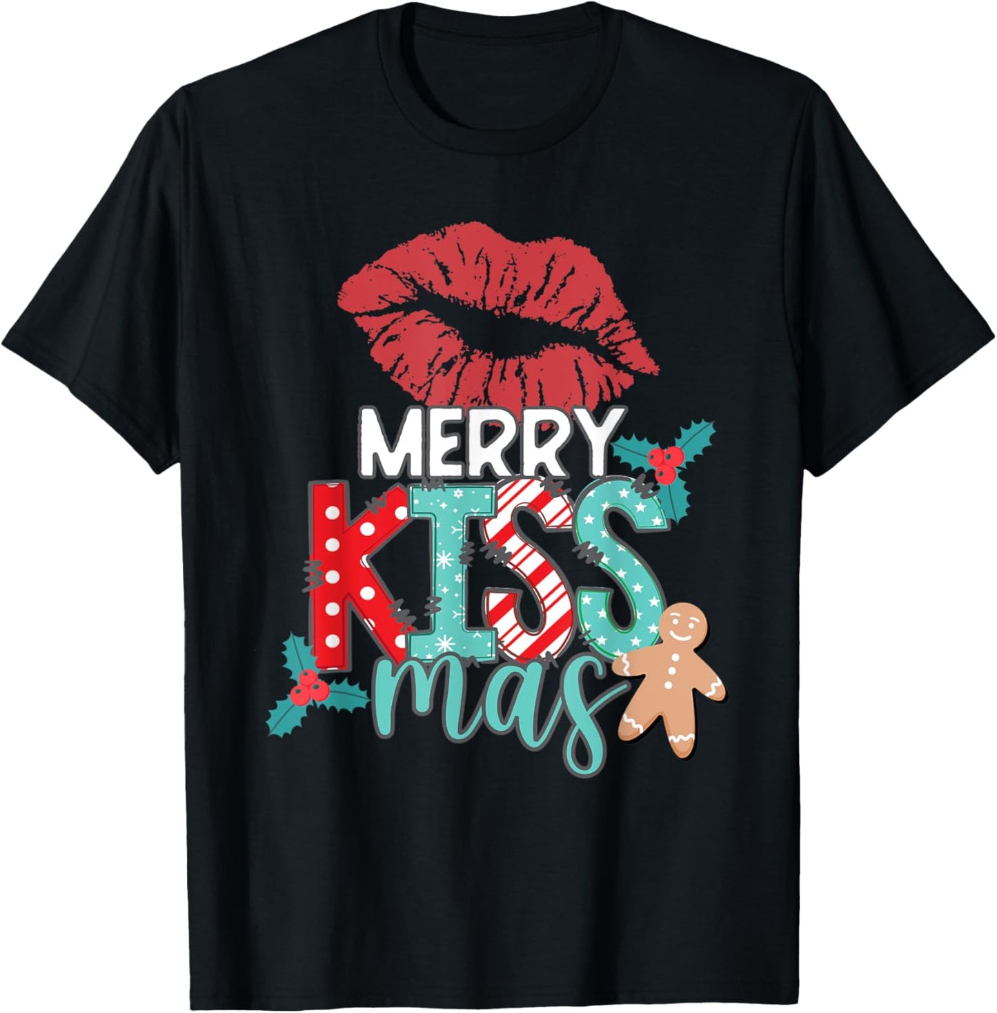 MERRY KISS-MAS Christmas Red Lips Holiday Kisses Love Xmas