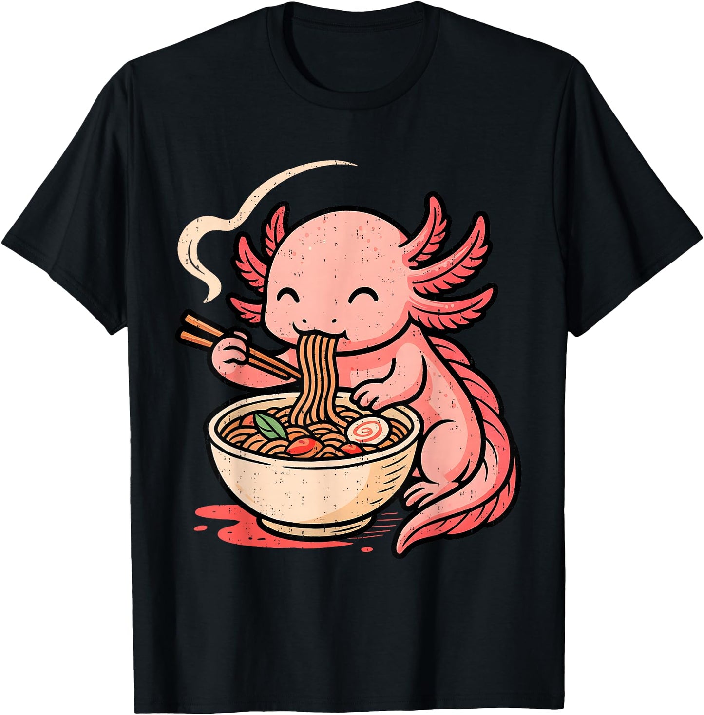 Funny Axolotl Noodle Anime Kawaii Animal Eating Ramen