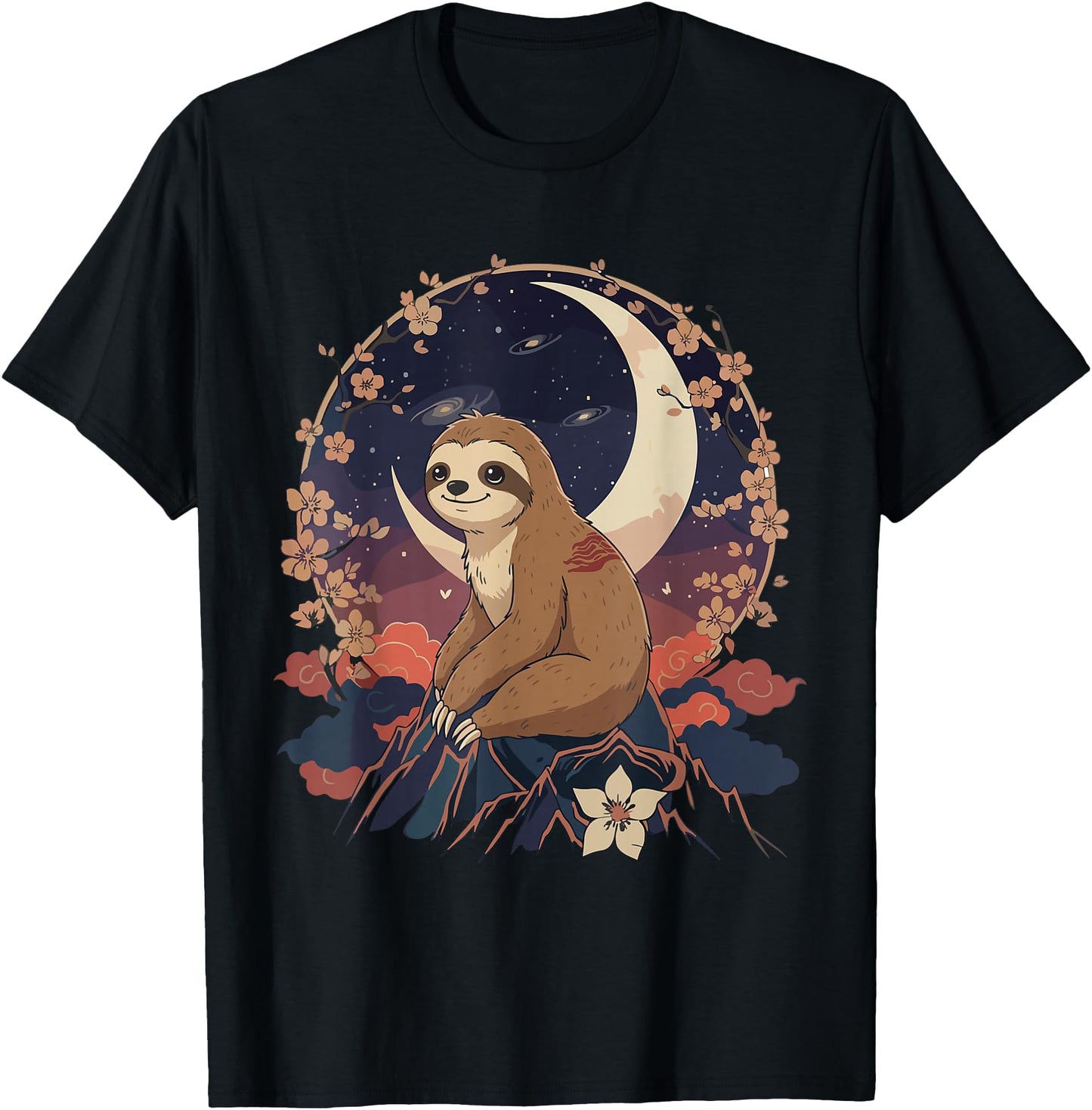 Kawaii Sloth Moon Japanese Anime T Shirts Men Women