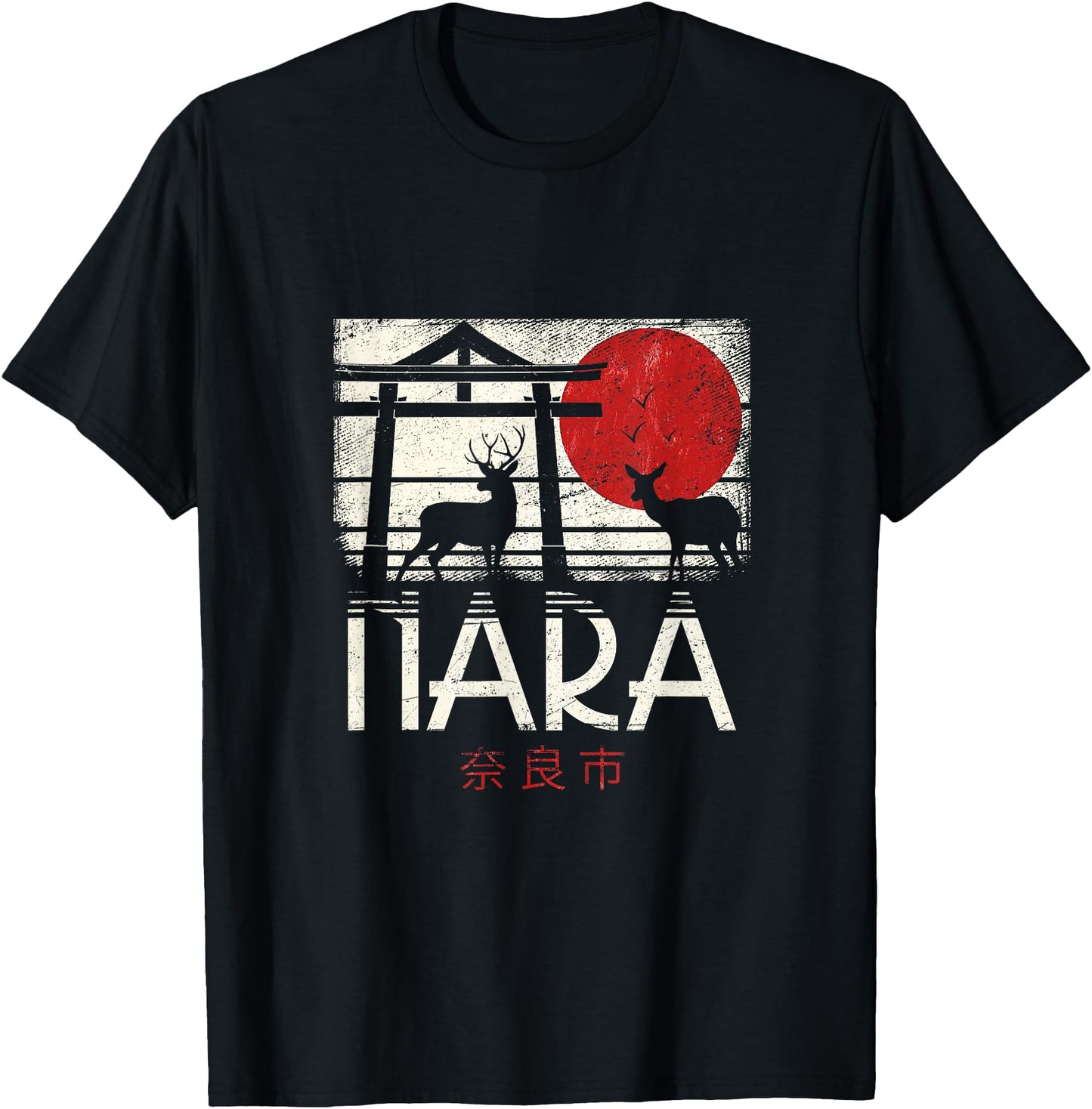 Japanese Sika Deer Nihon Nippon Torii Retro Nara Japan