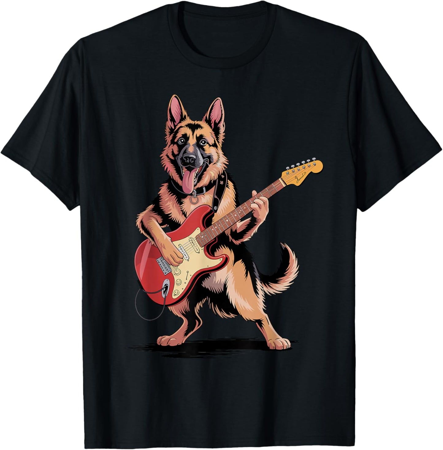 Funny German Shepherd Dog Playing Guitar Cool Dog Music Rock