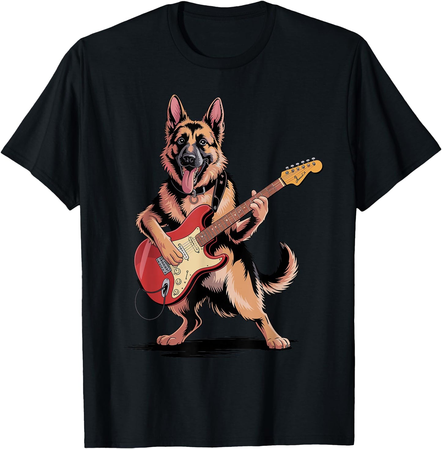 Funny German Shepherd Dog Playing Guitar Cool Dog Music Rock