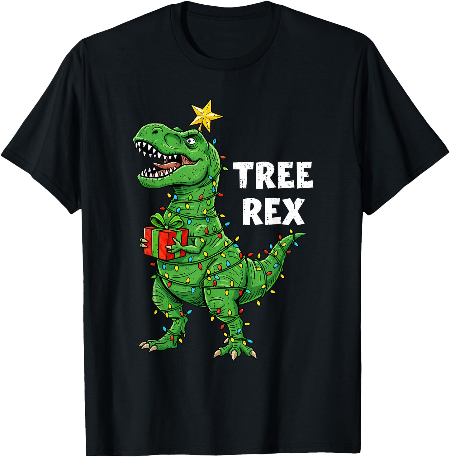 Funny Christmas Dinosaur Tree Rex Dino Santa Xmas Lights