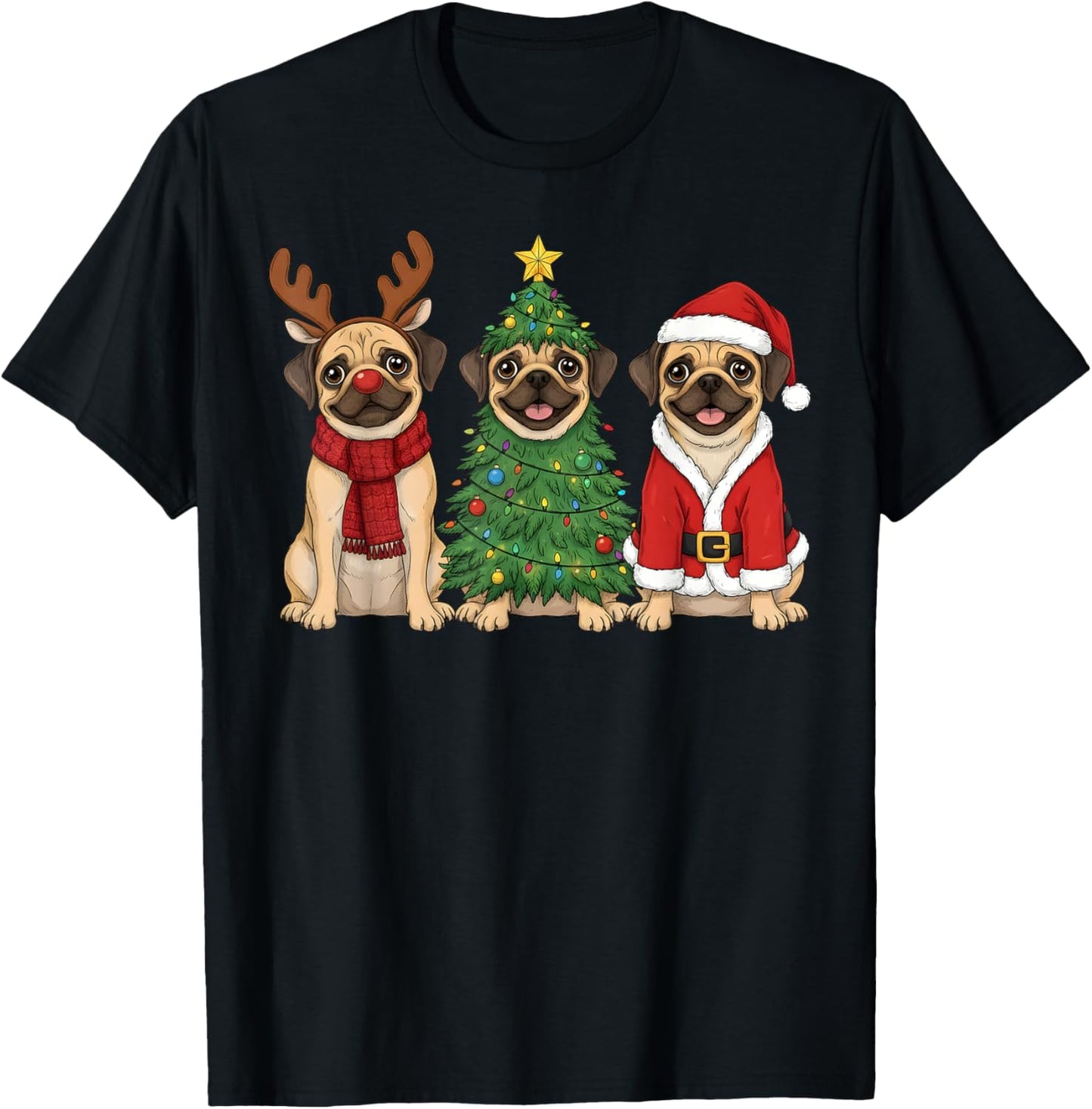 Retro Christmas Puggle Santa Reindeer Dog Lover
