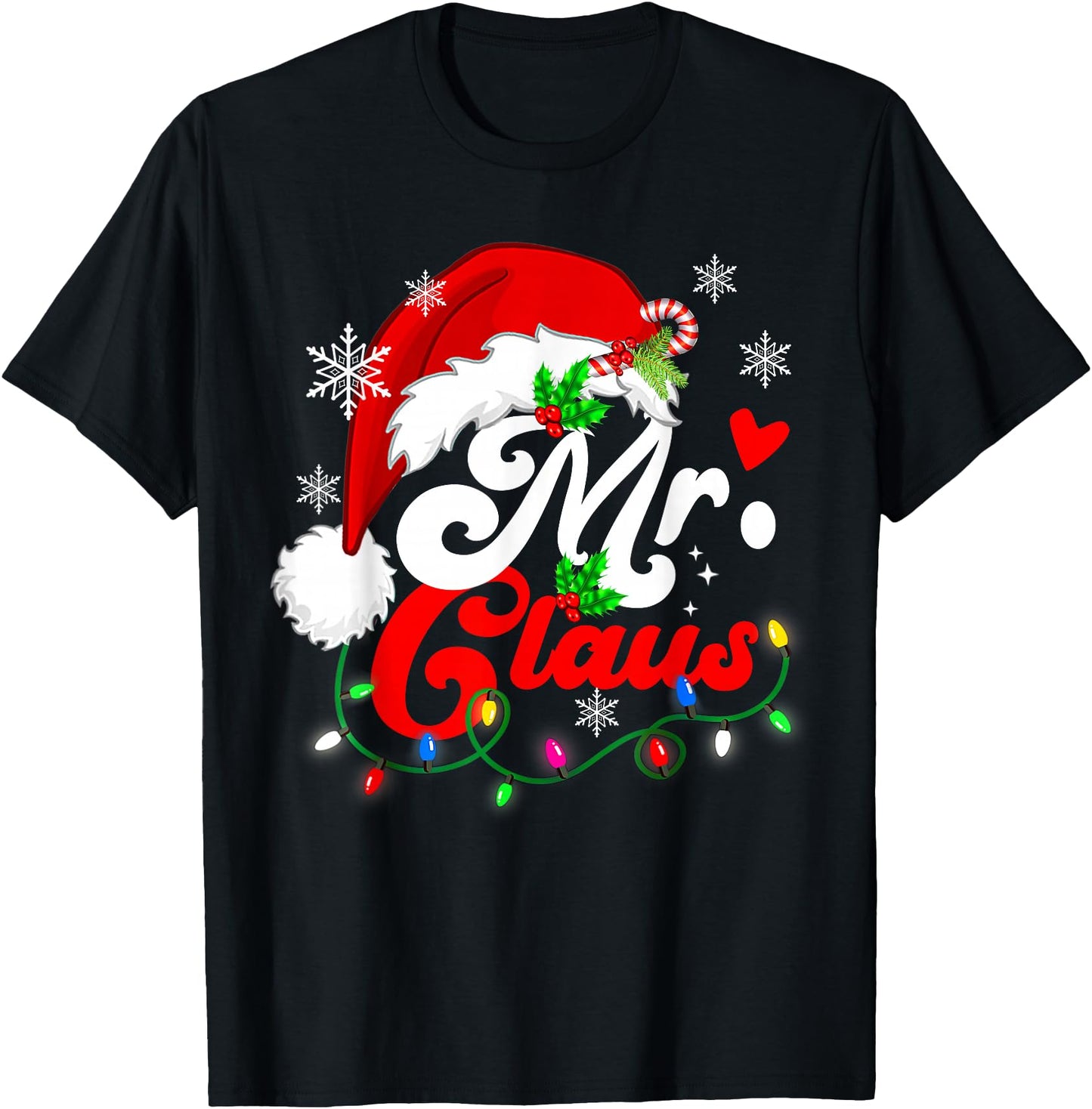 Mr and Mrs Claus Couples Santa Hat Family Christmas Lights