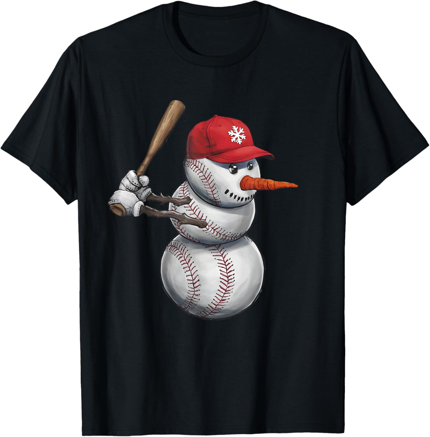 Baseball Snowman Balls Snow Christmas Xmas Men Women Player