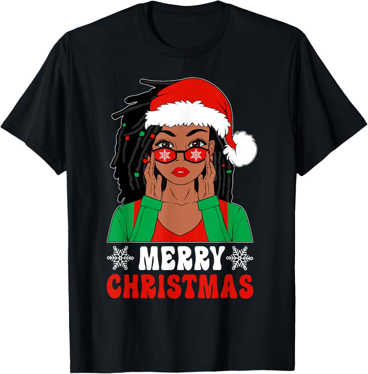 African American Black Woman Loc'd Hair Merry Christmas Xmas